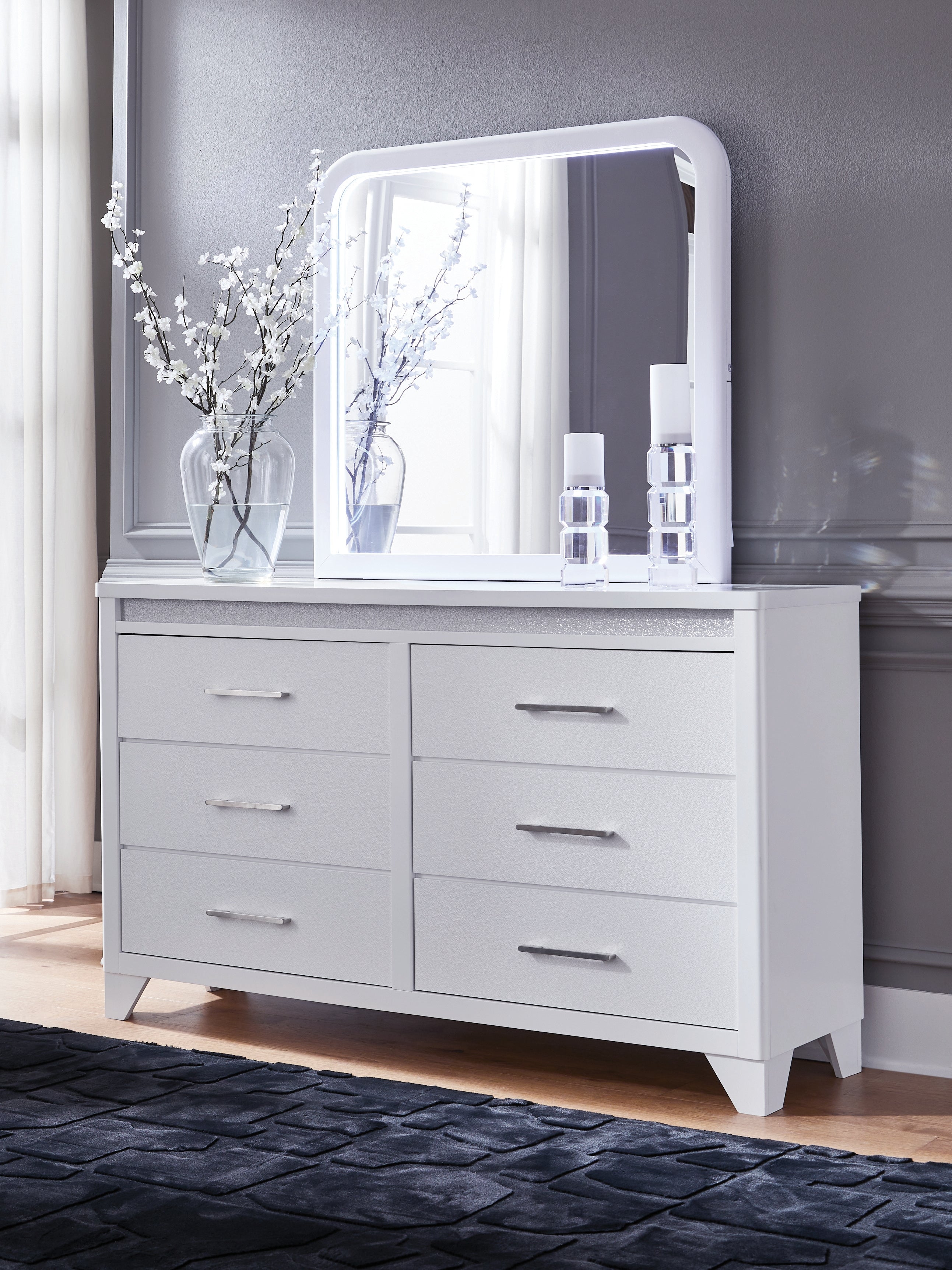 Floridian Furniture - Ashley Furniture - Jarlee Bedroom - Dresser and Mirror / White - PCB392B1
