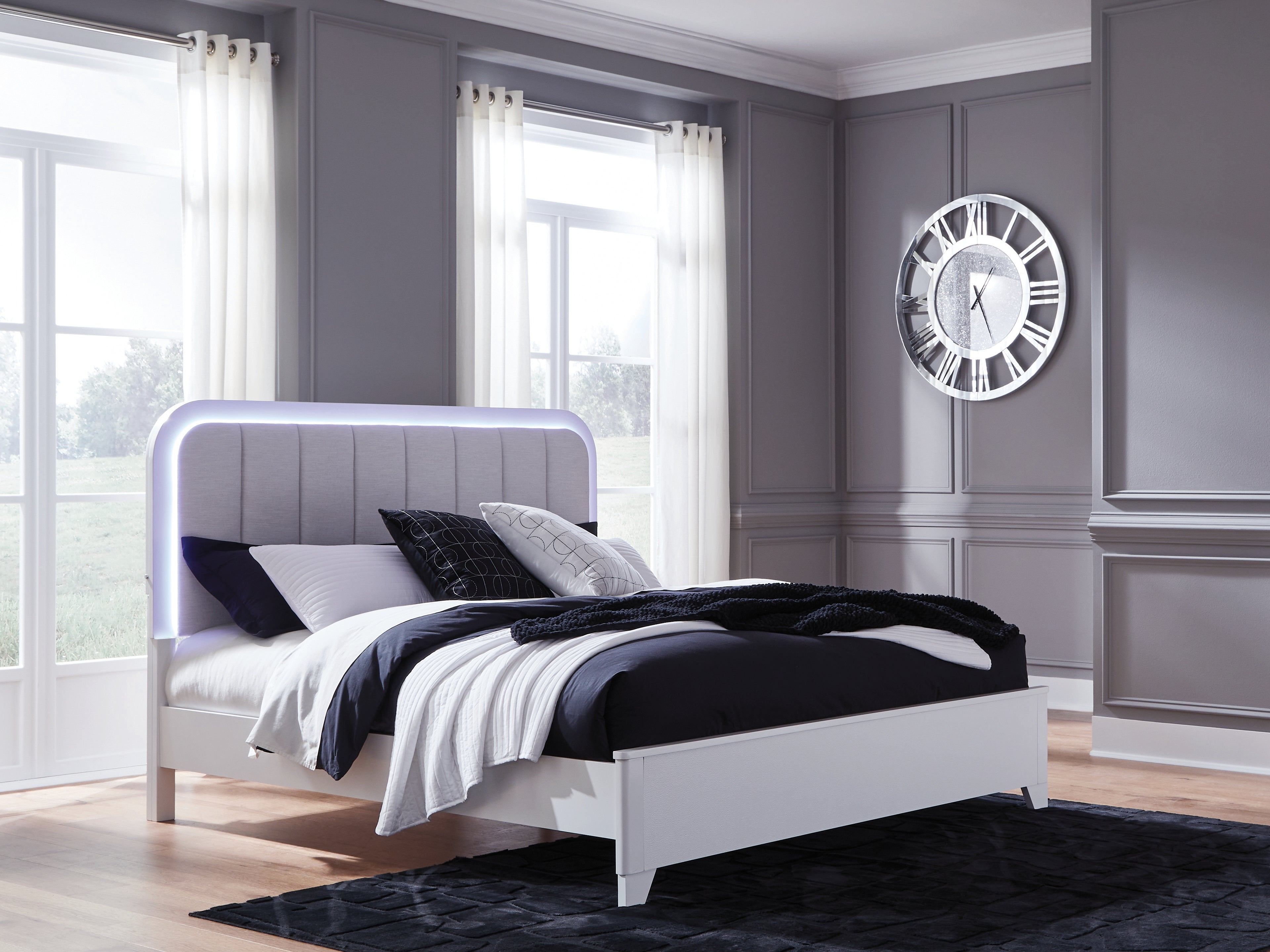 Floridian Furniture - Ashley Furniture - Jarlee Bedroom - King Upholstered Panel Bed / White - PCB392B4