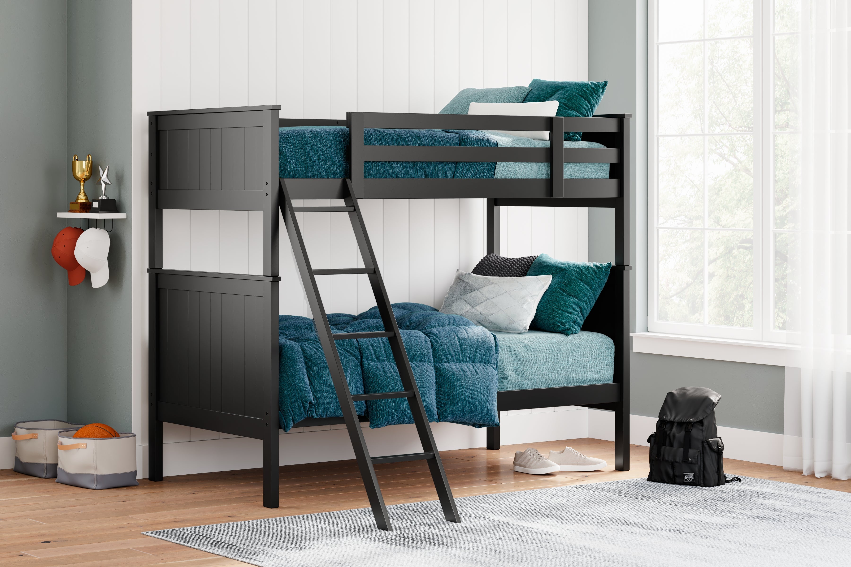 Floridian Furniture - Ashley Furniture - Nextonfort Bedroom - Twin over Twin Bunk Bed / Black - B396B7