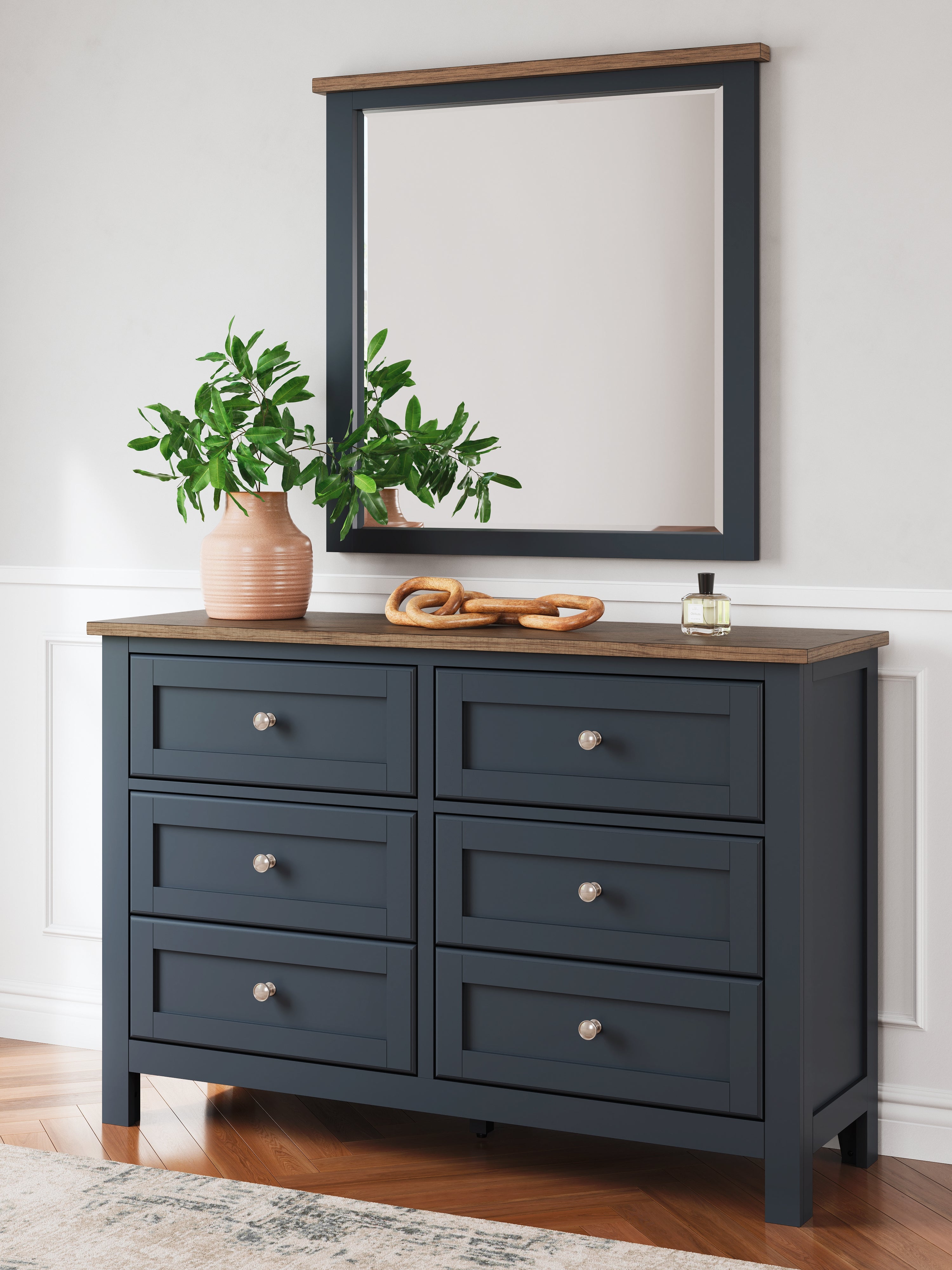 Floridian Furniture - Ashley Furniture - Landocken Bedroom - Dresser and Mirror / Brown/Blue - B414B1