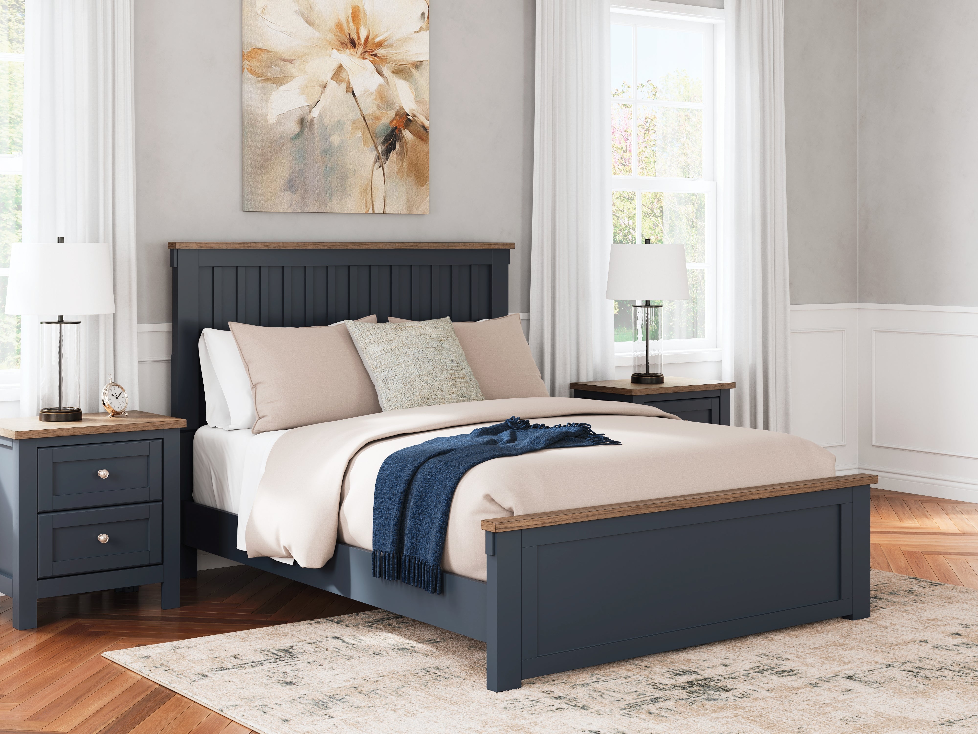 Floridian Furniture - Ashley Furniture - Landocken Bedroom - Queen Panel Bed / Brown/Blue - B414B10
