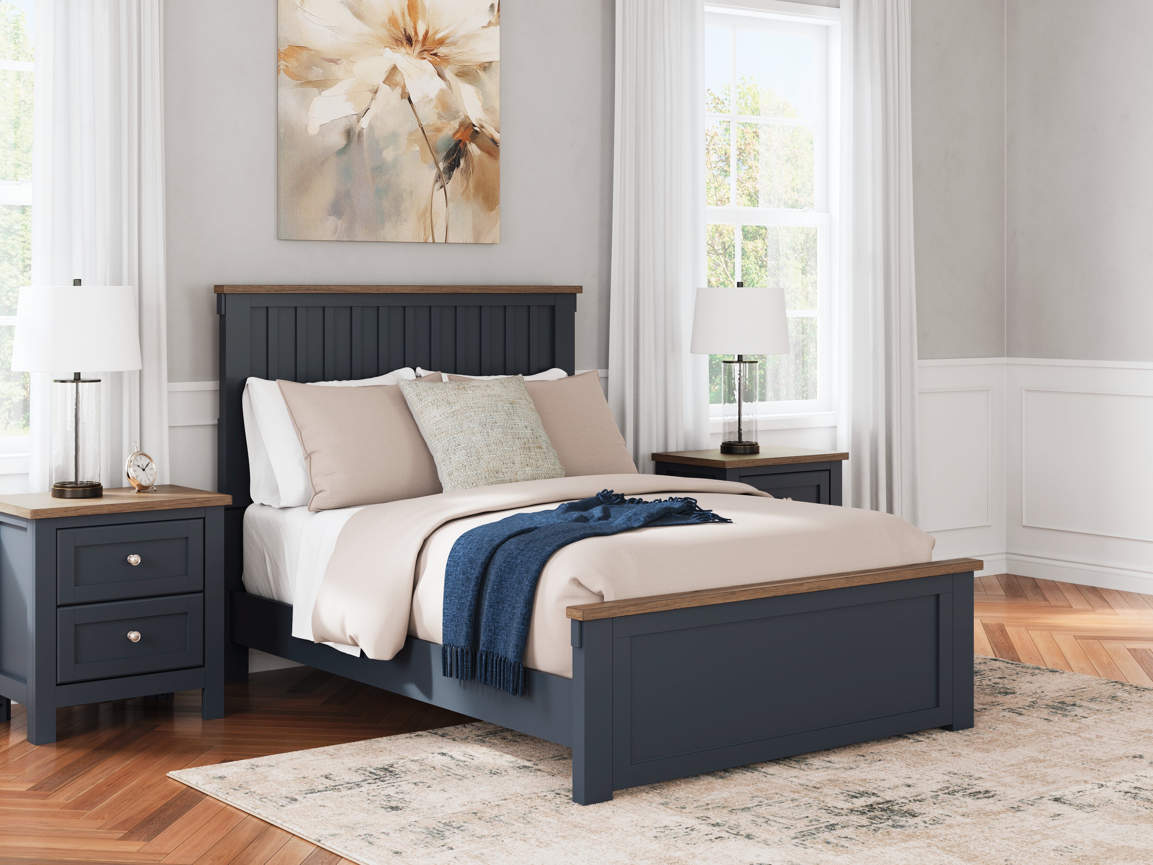 Floridian Furniture - Ashley Furniture - Landocken Bedroom - Full Panel Bed / Brown/Blue - B414B3