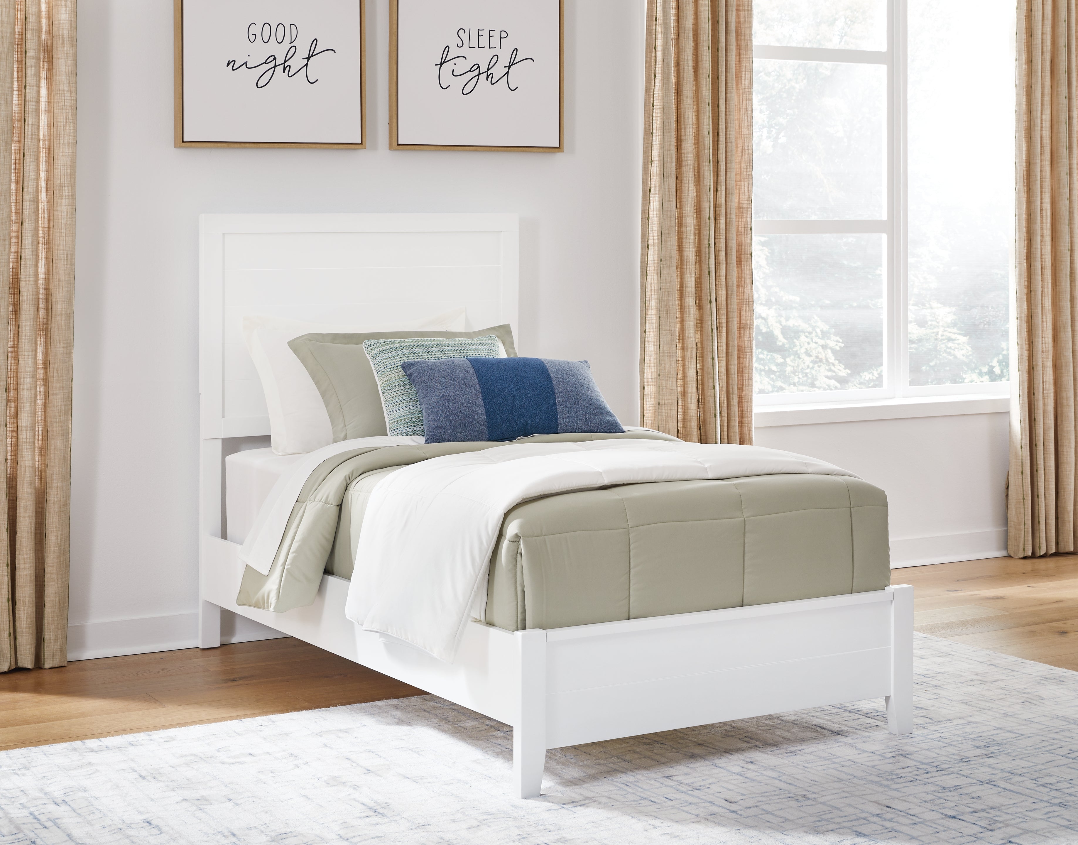 Floridian Furniture - Ashley Furniture - Binterglen Bedroom - Twin Panel Bed / White - B427B2