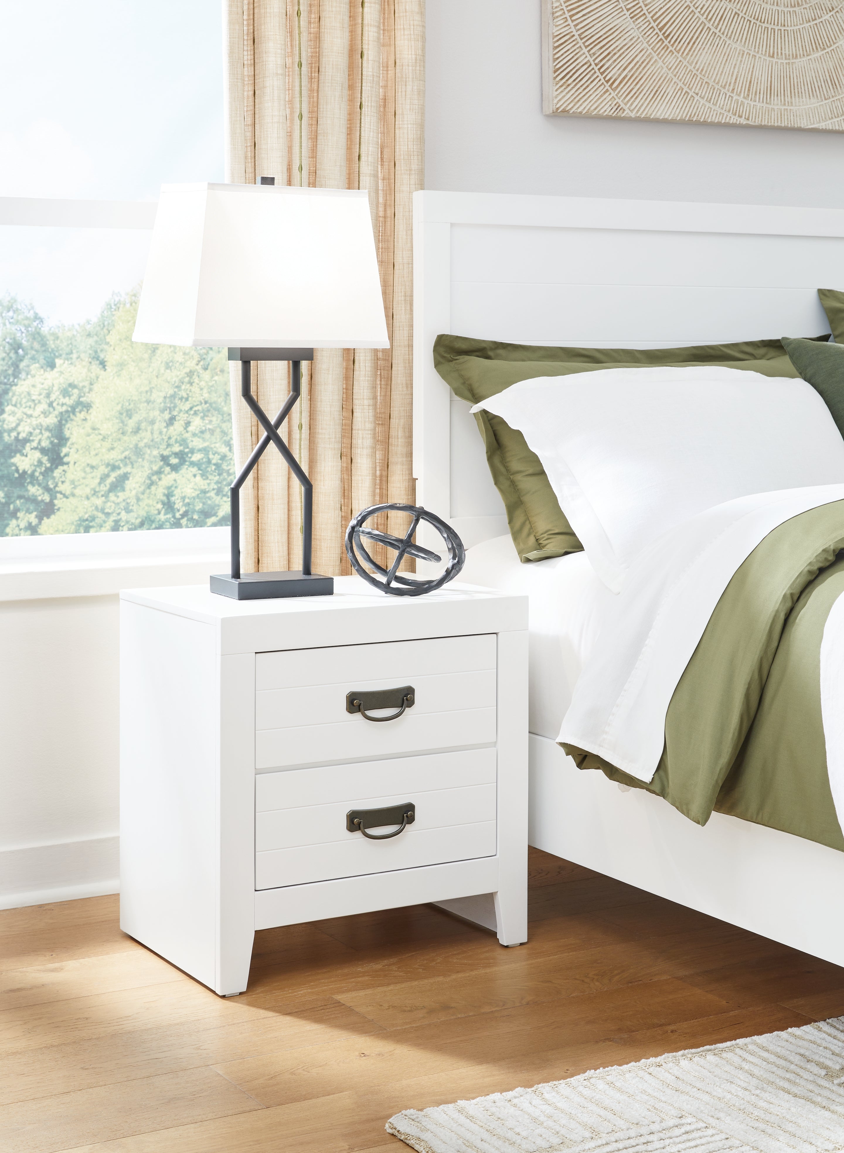 Floridian Furniture - Ashley Furniture - Binterglen Bedroom - Two Drawer Night Stand / White - B427-92