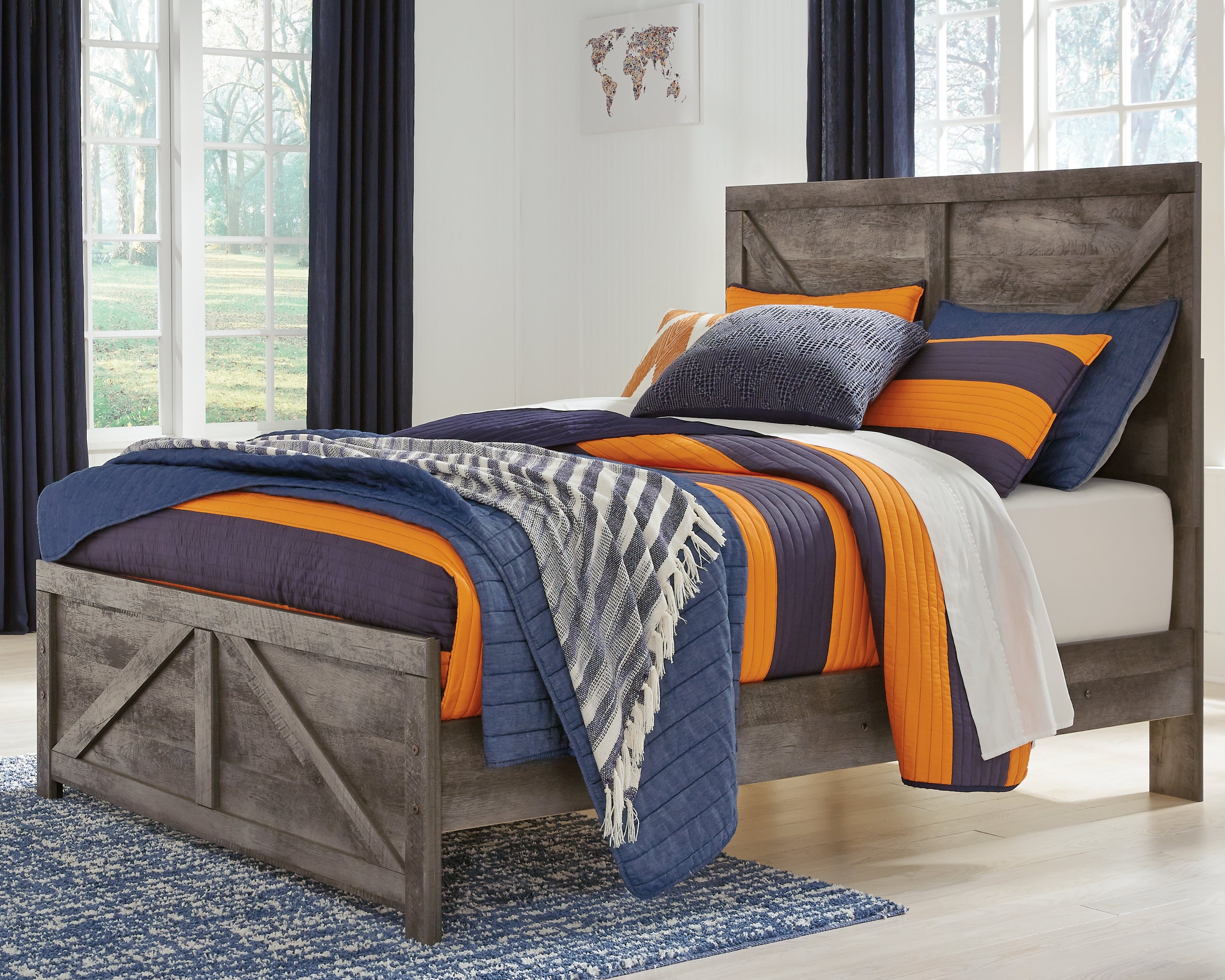 Floridian Furniture - Ashley Furniture - Wynnlow Bedroom - Full Crossbuck Panel Bed / Gray - B440B17