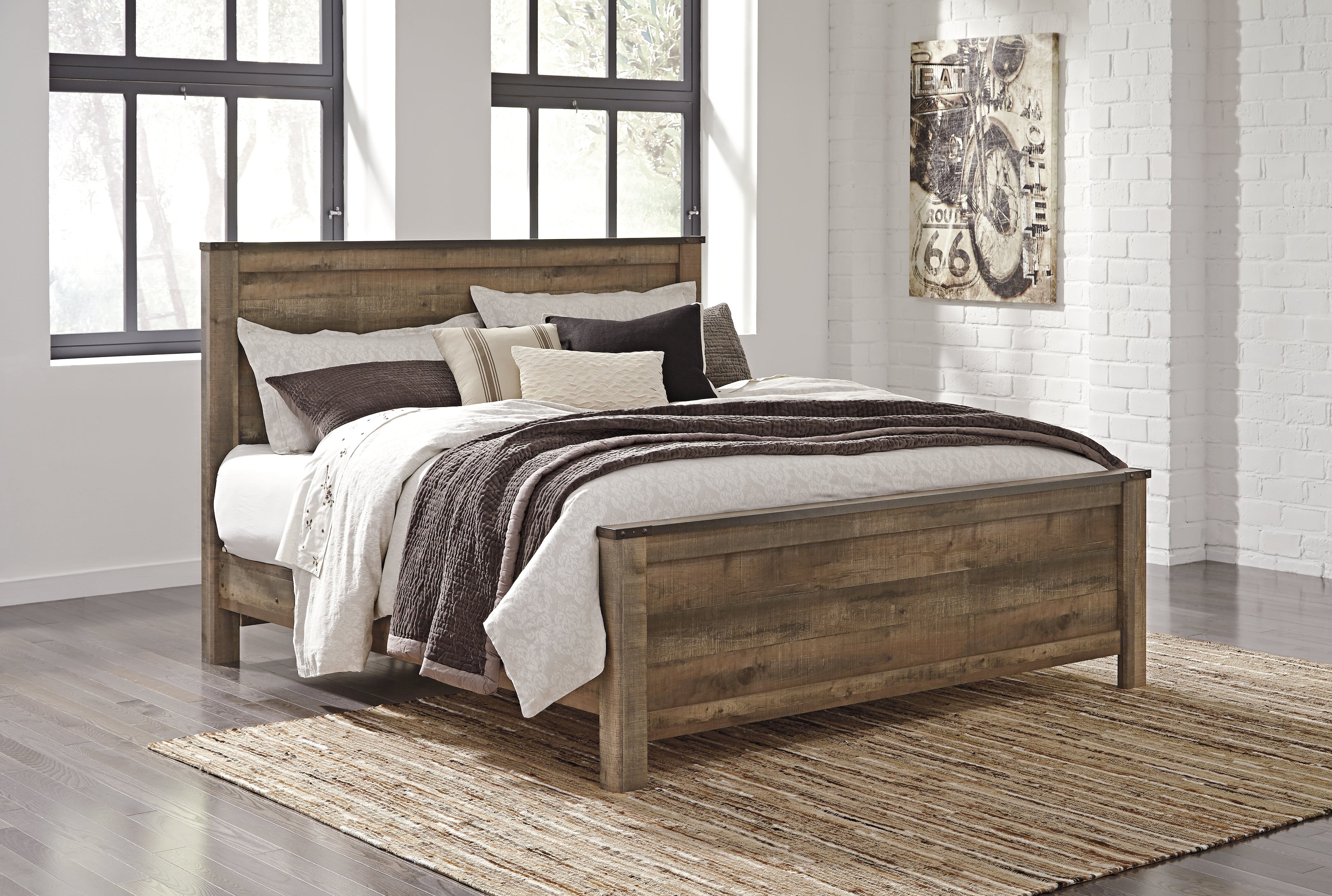 Floridian Furniture - Ashley Furniture - Trinell Bedroom - King Panel Bed / Brown - B446B23