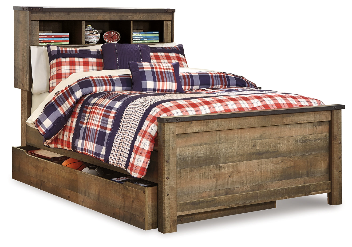 Floridian Furniture - Ashley Furniture - Trinell Bedroom - Full Bookcase Bed with Storage / Brown - B446B91