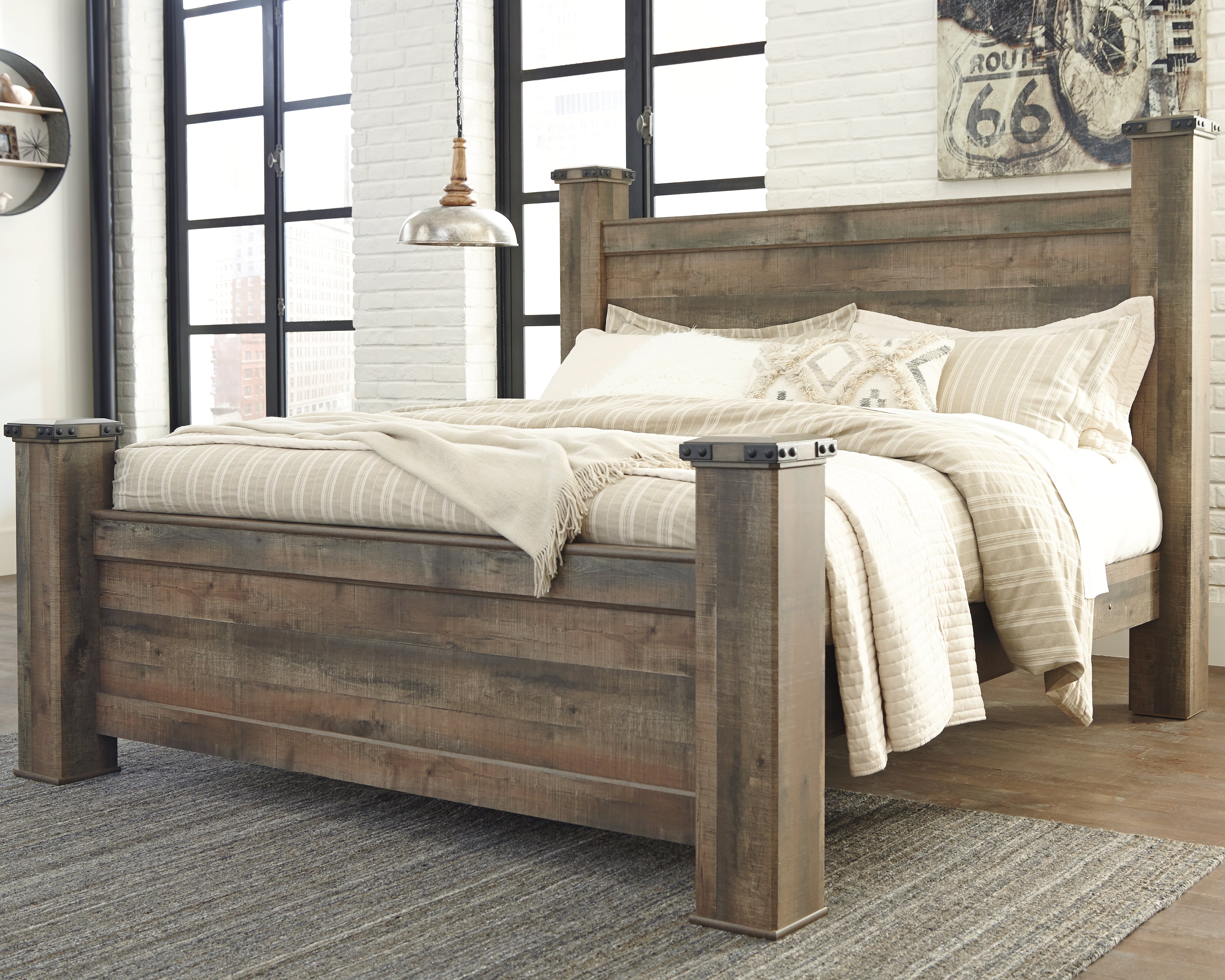 Floridian Furniture - Ashley Furniture - Trinell Bedroom - King Poster Bed / Brown - B446B45