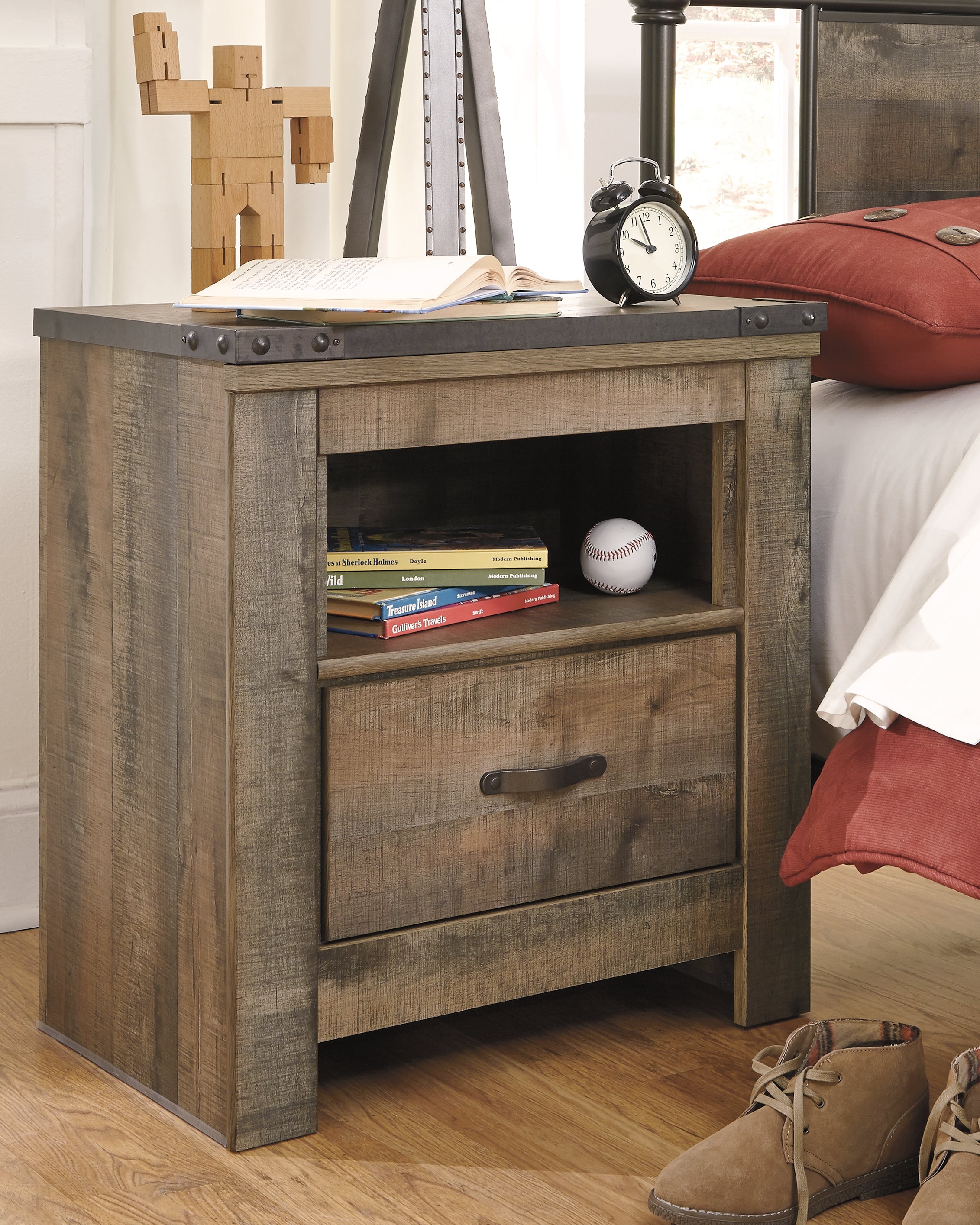 Floridian Furniture - Ashley Furniture - Trinell Bedroom - One Drawer Night Stand / Brown - B446-91