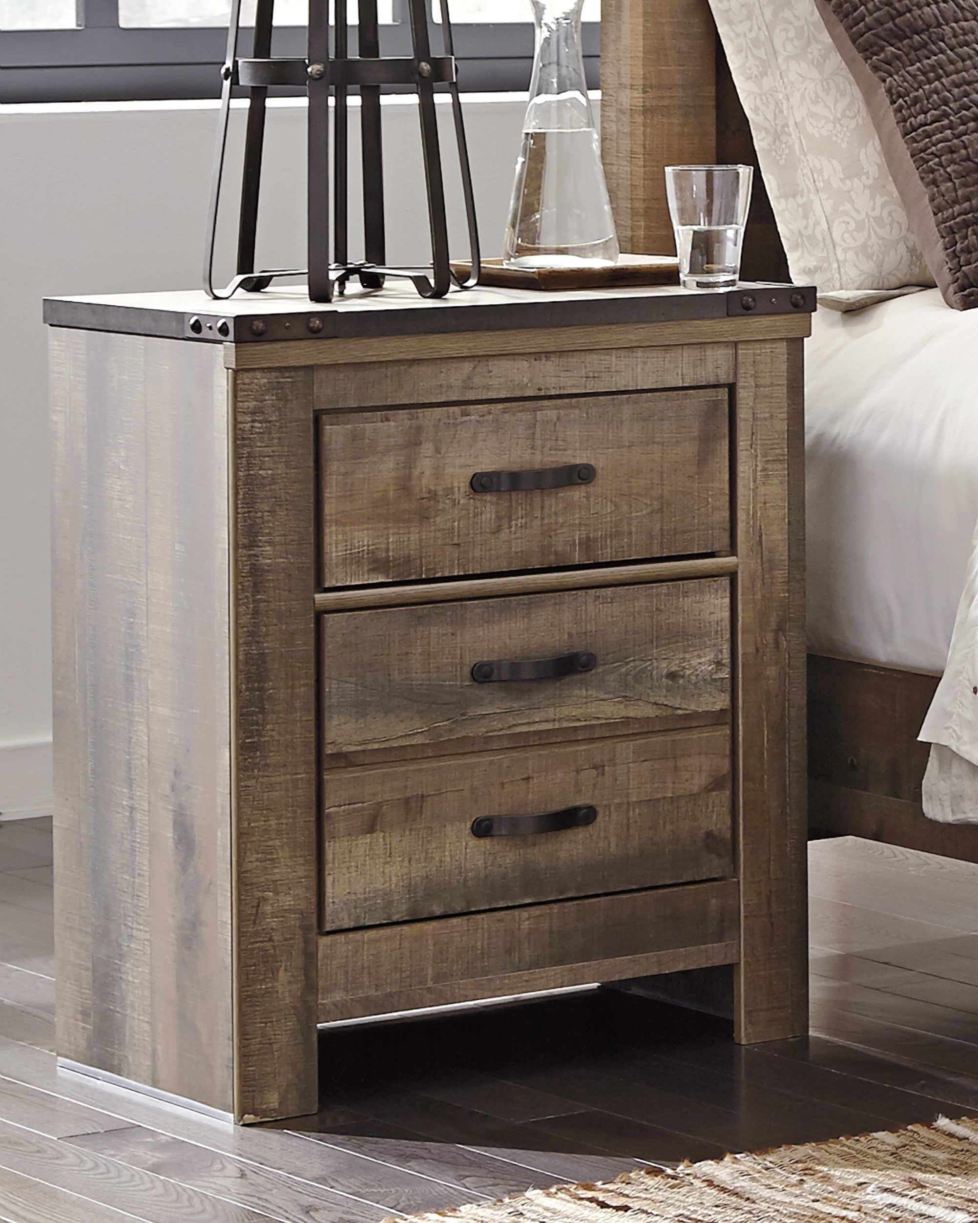 Floridian Furniture - Ashley Furniture - Trinell Bedroom - Two Drawer Night Stand / Brown - B446-92
