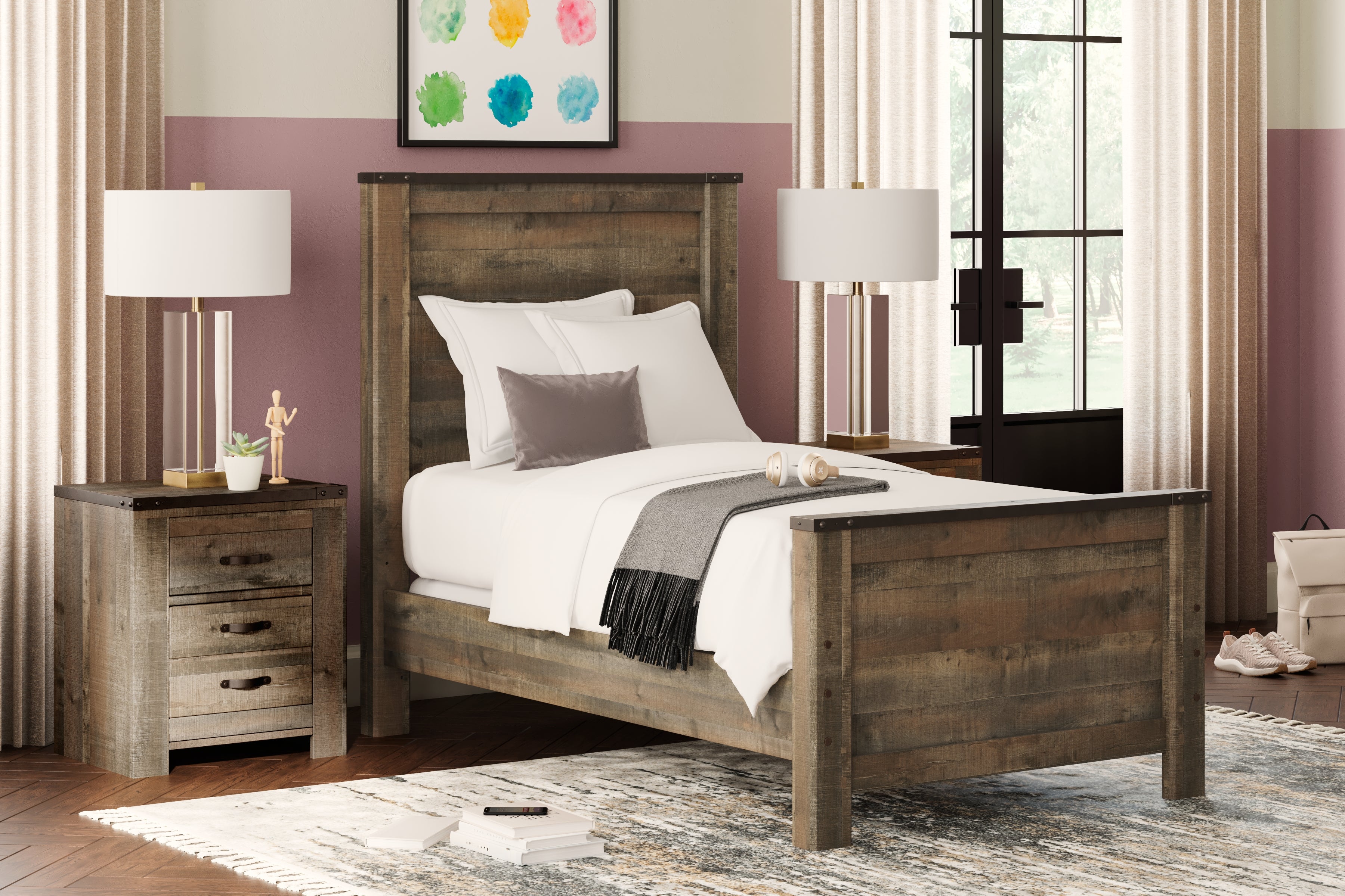 Floridian Furniture - Ashley Furniture - Trinell Bedroom - Twin Panel Bed / Brown - B446B2