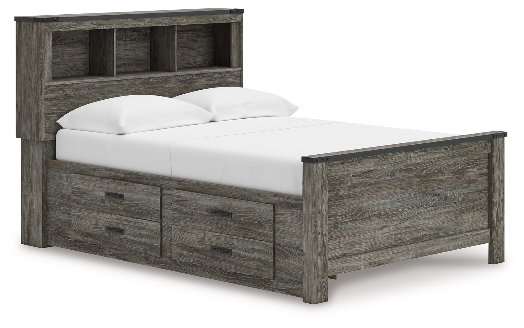 Floridian Furniture - Ashley Furniture - Frandern Bedroom - Full Bookcase Panel Bed with Storage / Gray - B4480B9