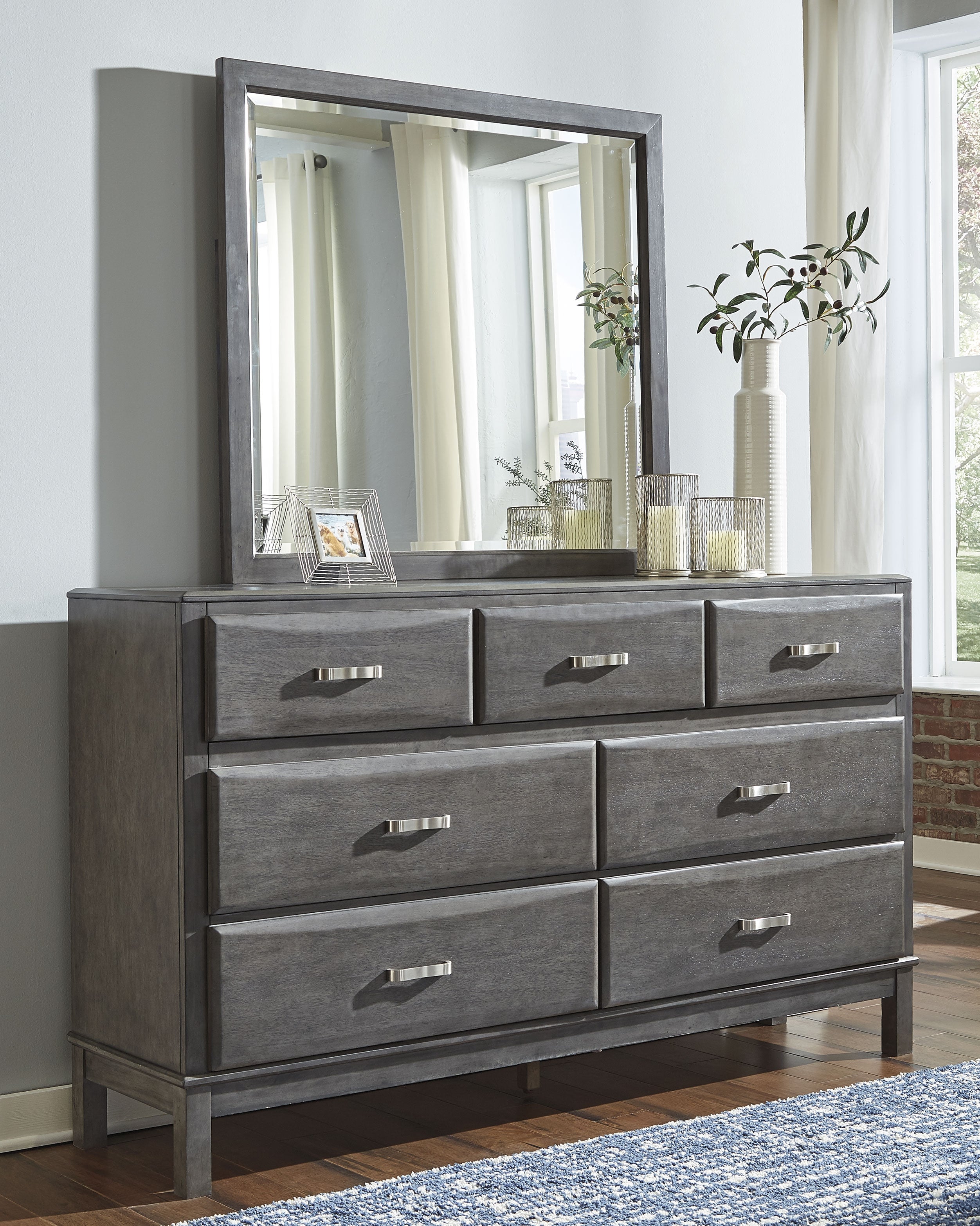 Floridian Furniture - Ashley Furniture - Caitbrook Bedroom - Dresser and Mirror / Gray - B476B1
