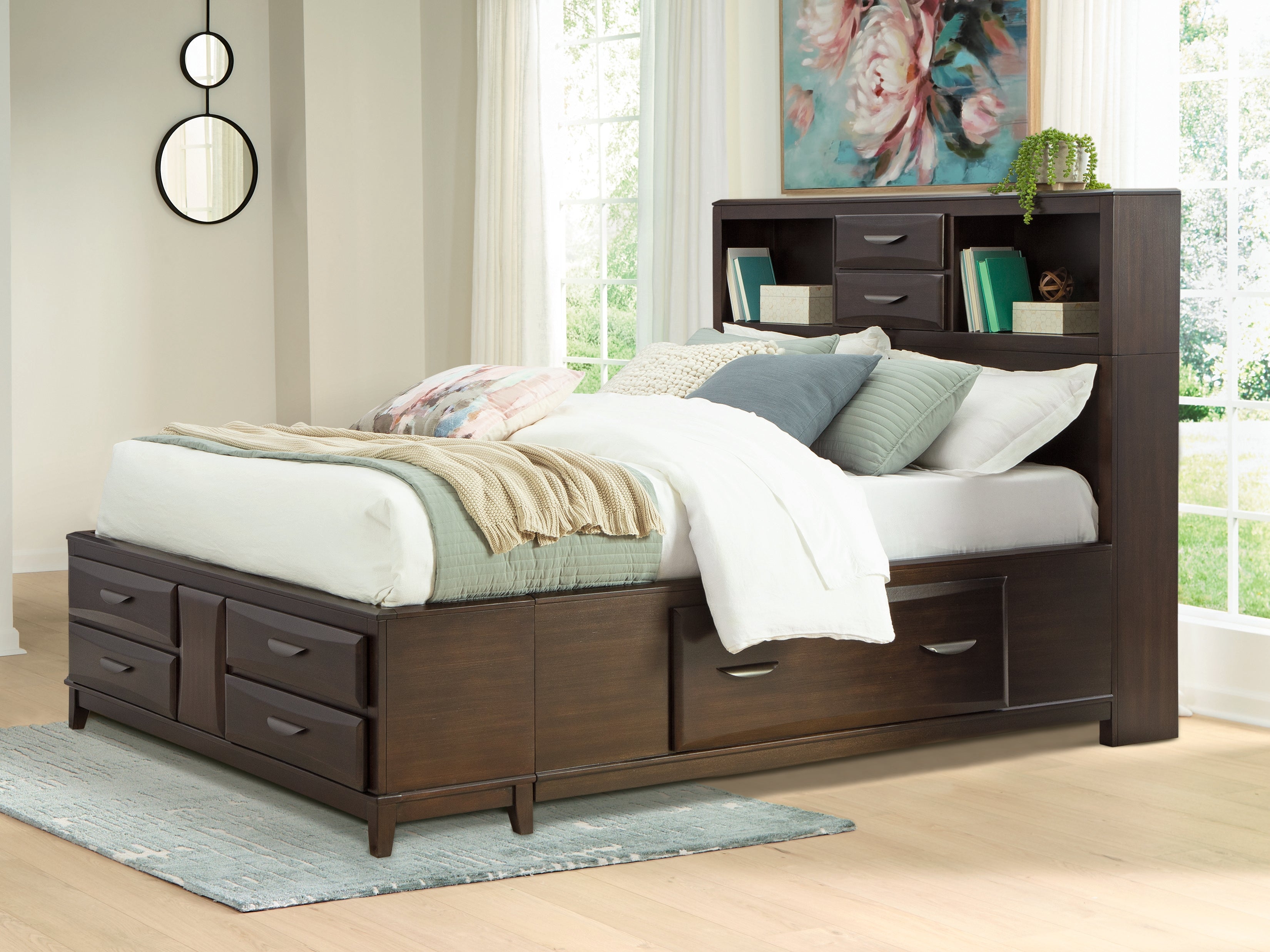 Floridian Furniture - Ashley Furniture - Vanmore Bedroom - Queen Storage Bed / Dark Brown - B479B2