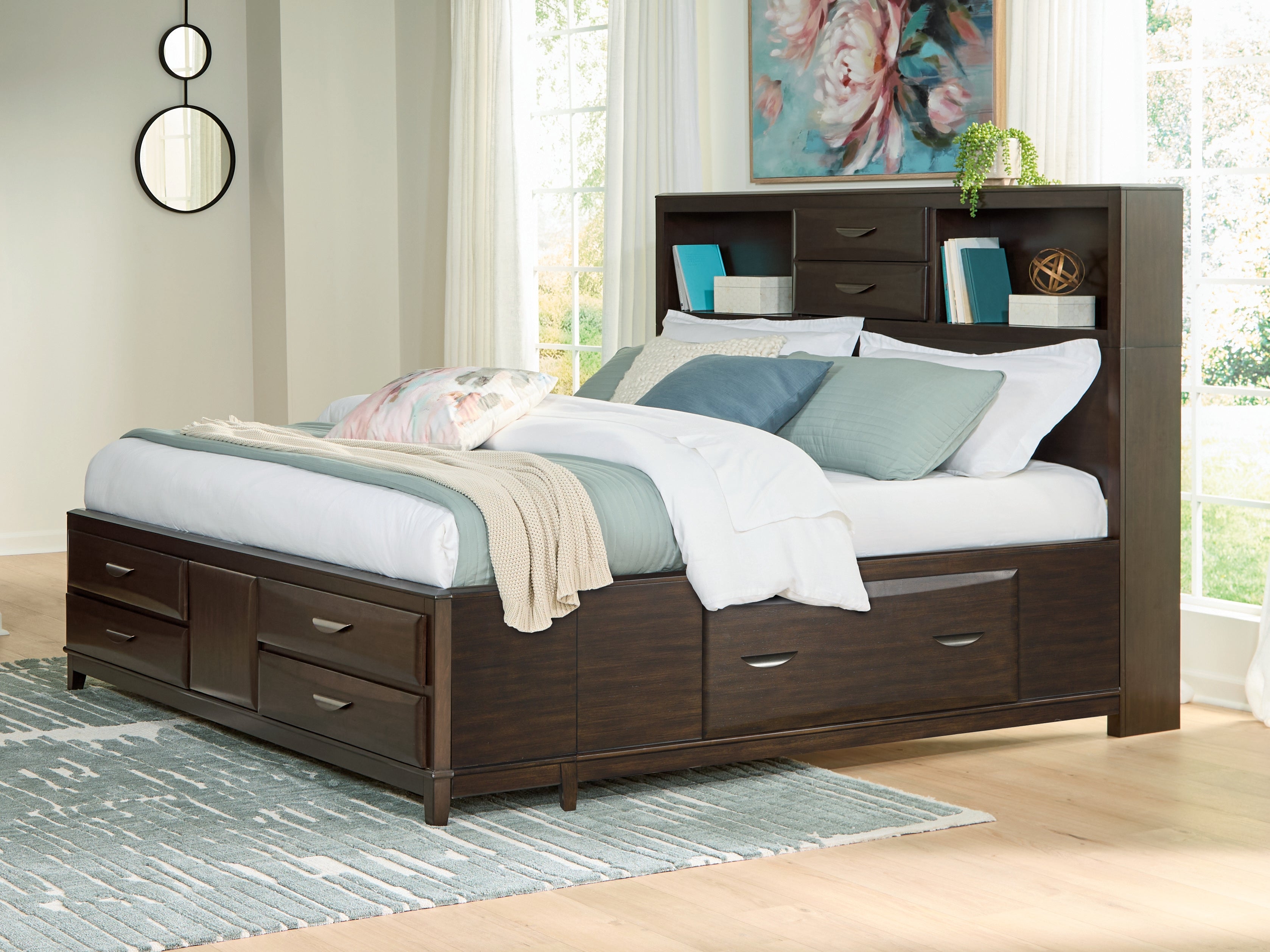Floridian Furniture - Ashley Furniture - Vanmore Bedroom - California King Storage Bed / Dark Brown - B479B7