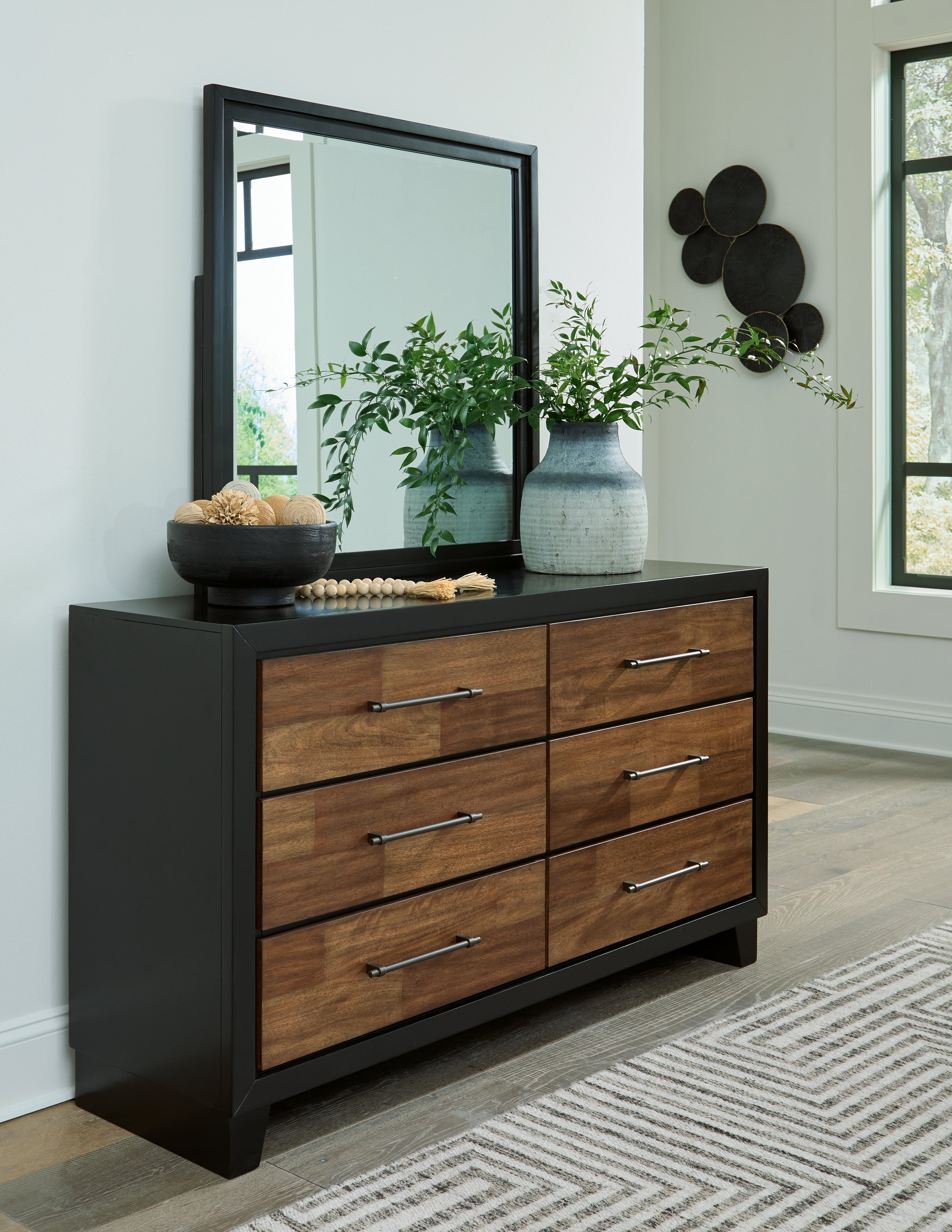 Floridian Furniture - Ashley Furniture - Kraeburn Bedroom - Dresser and Mirror / Brown/Black - B496B1