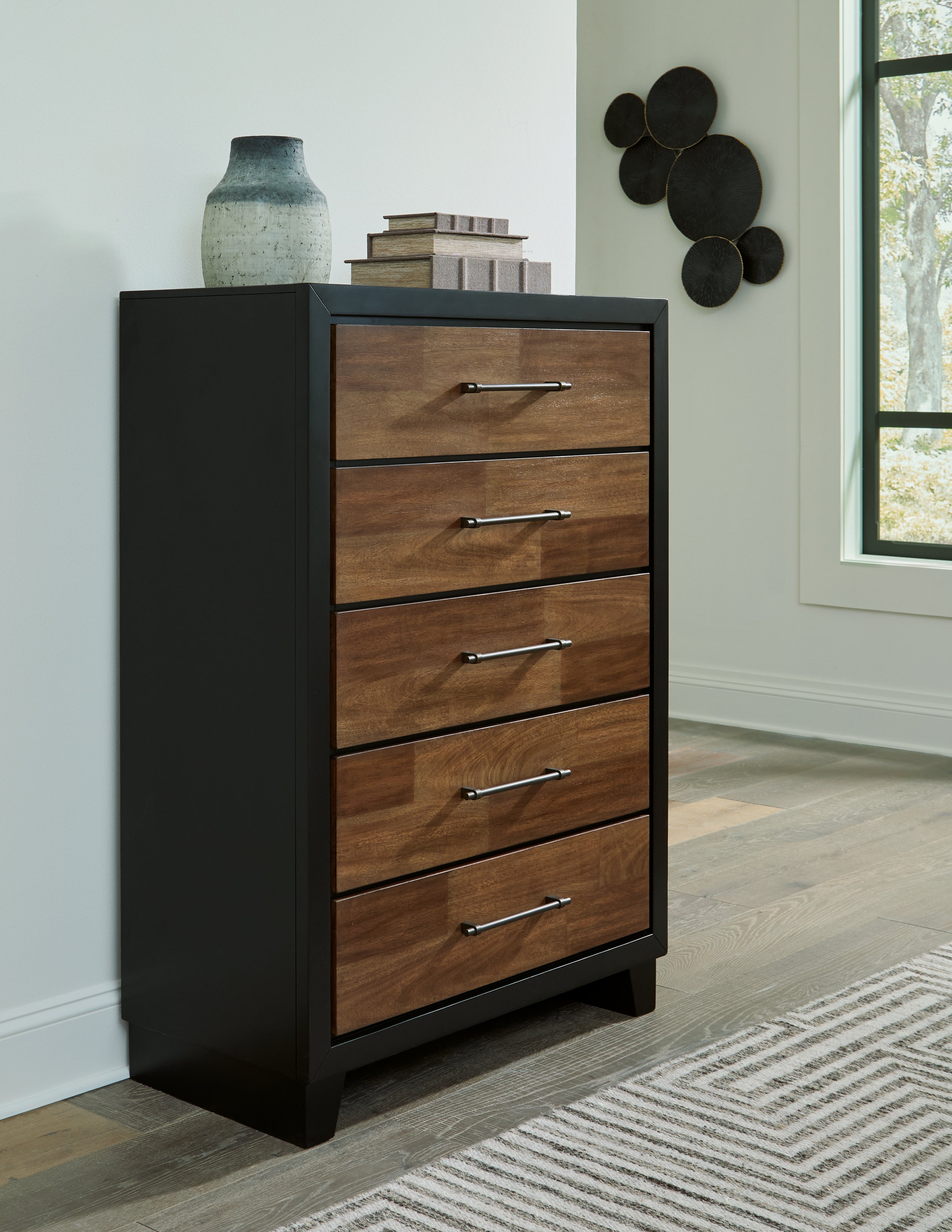 Floridian Furniture - Ashley Furniture - Kraeburn Bedroom - Queen Panel Storage Bed / Brown/Black - B496B6