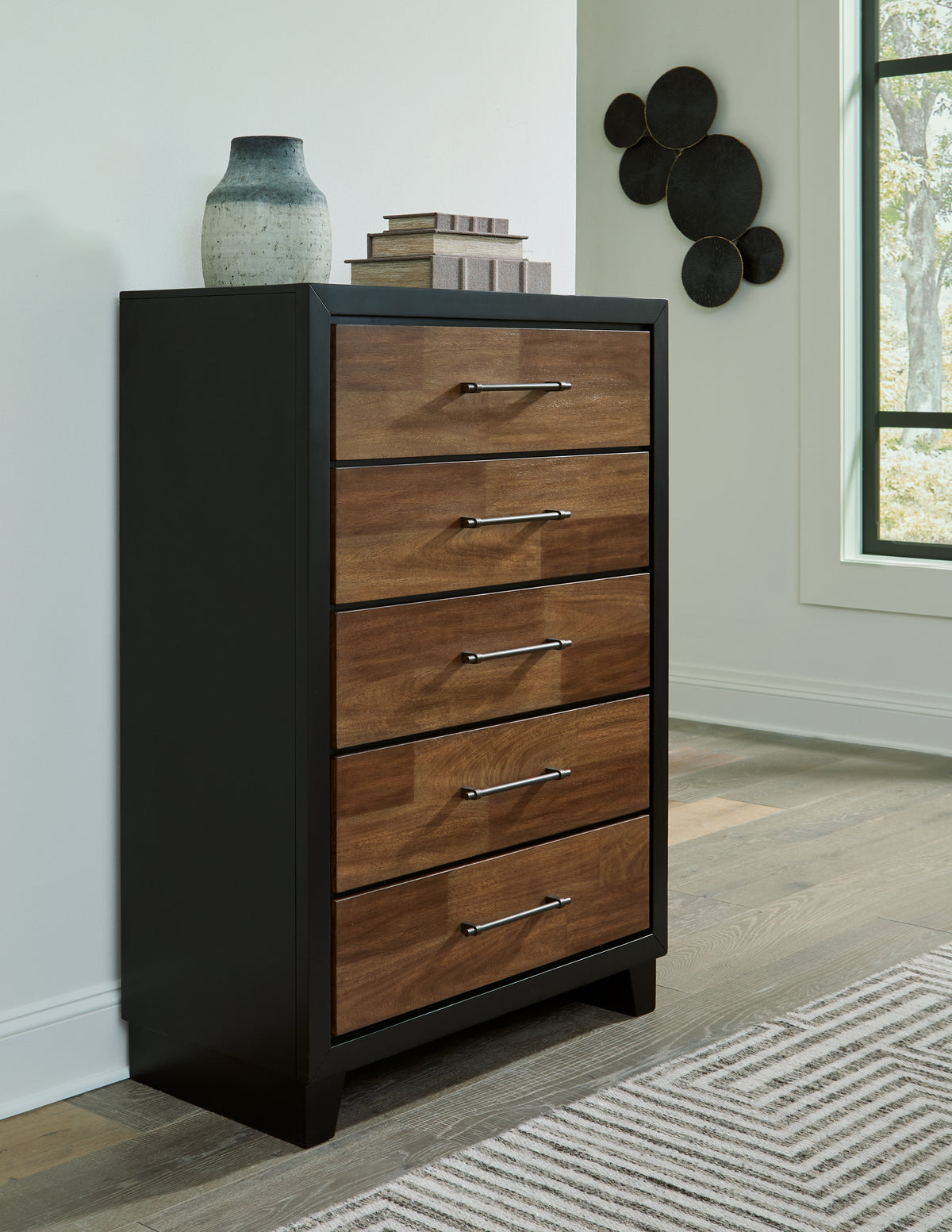 Floridian Furniture - Ashley Furniture - Kraeburn Bedroom - Queen Panel Storage Bed / Brown/Black - B496B6