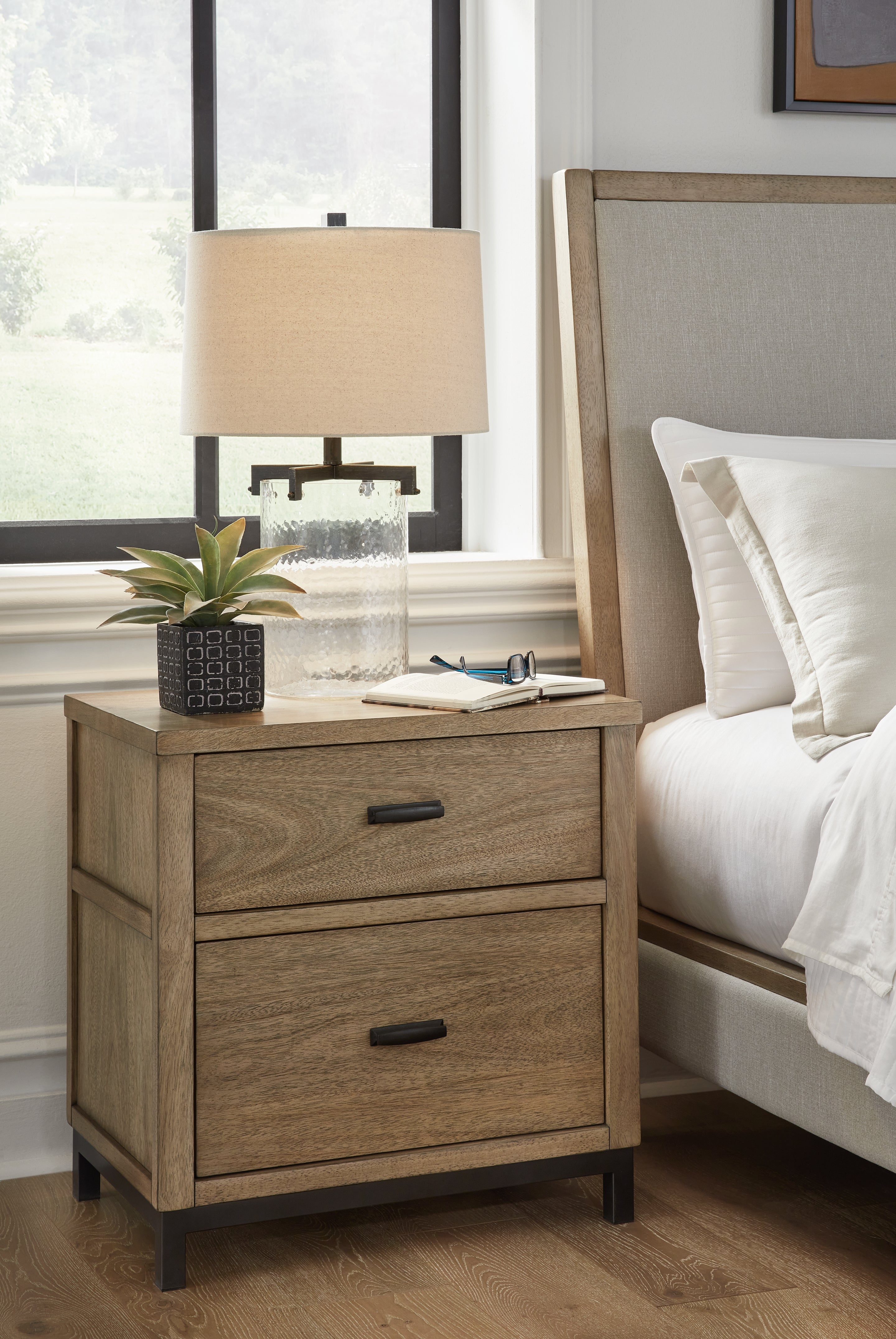 Floridian Furniture - Ashley Furniture - Tomtyn Bedroom - Two Drawer Night Stand / Light Brown - B622-92