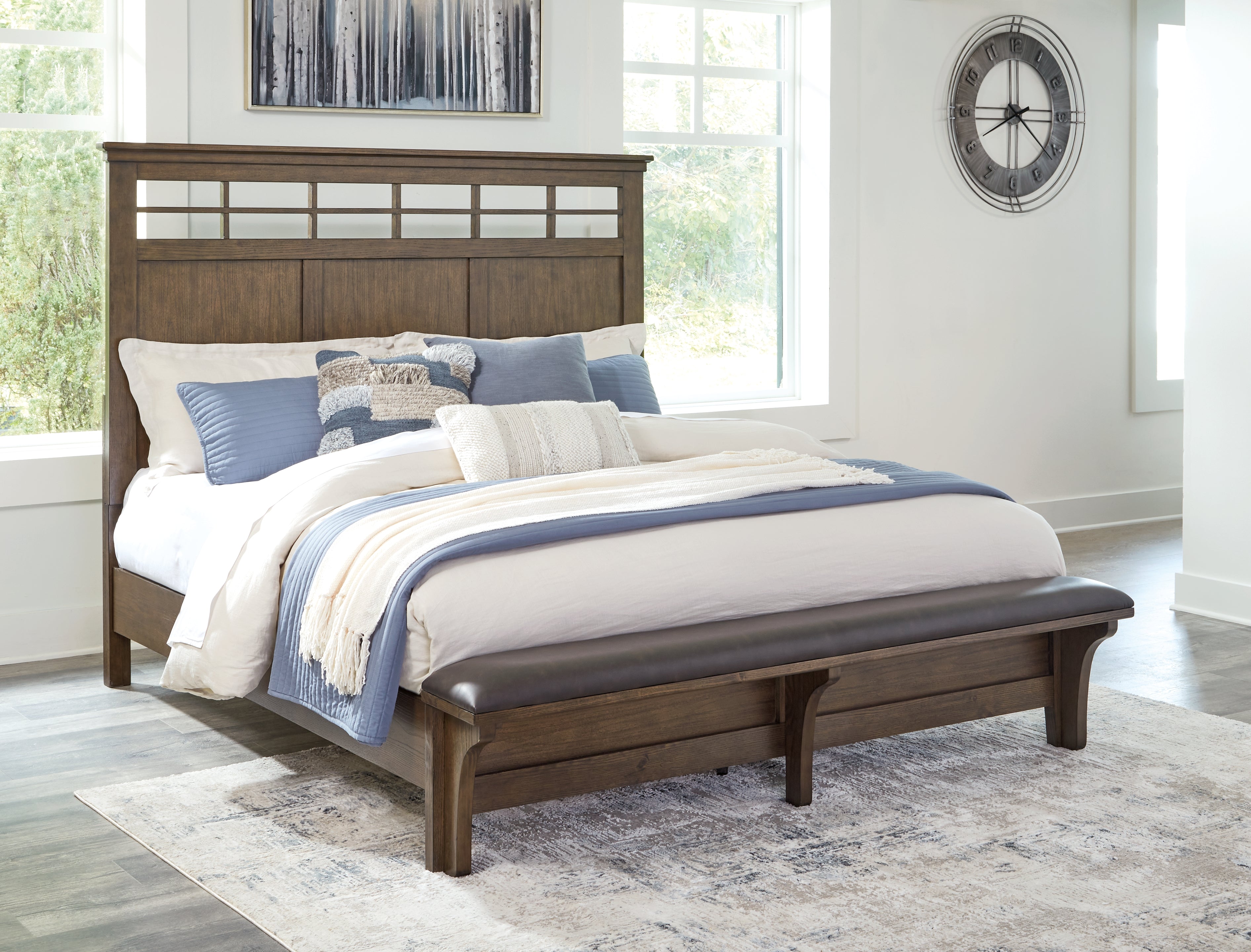 Floridian Furniture - Ashley Furniture - Shawbeck Bedroom - California King Panel Bed / Dark Brown - B625B5