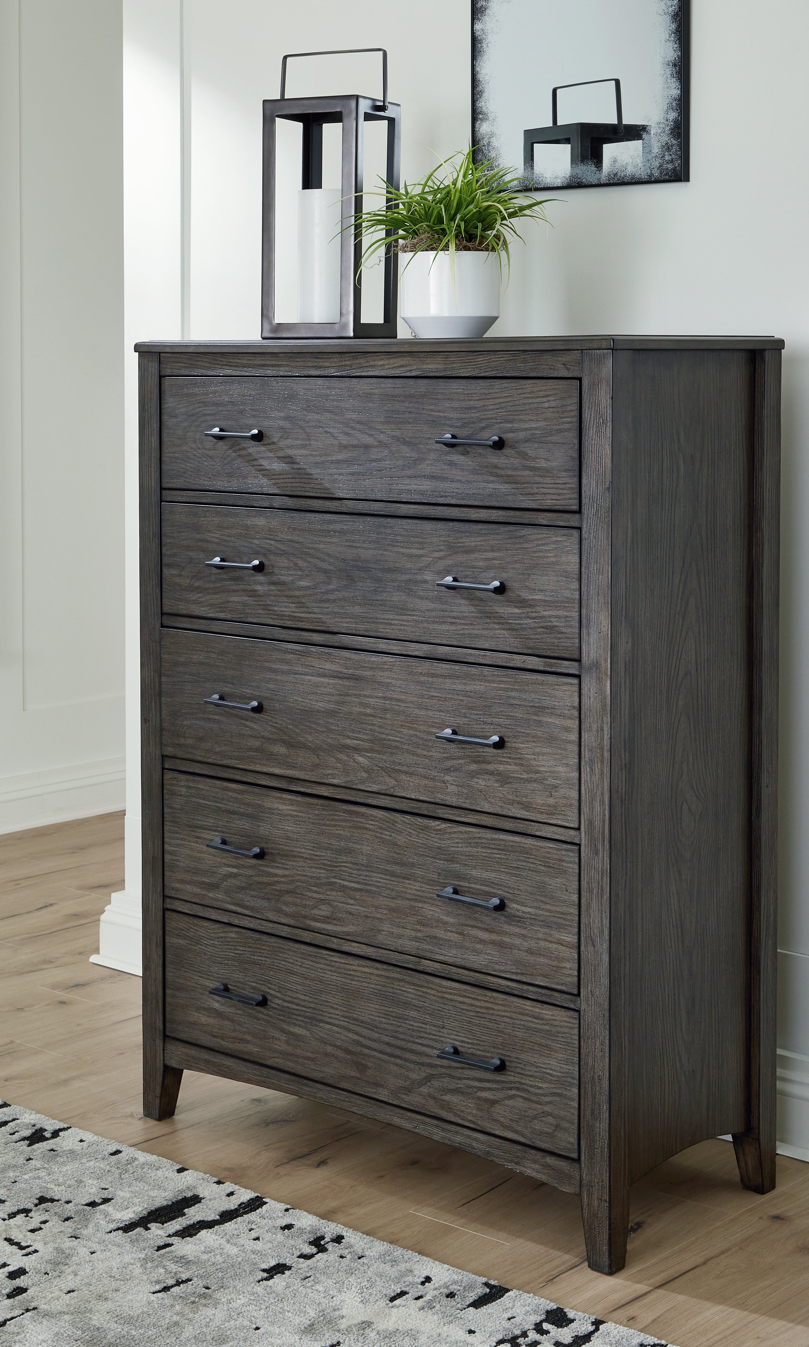 Floridian Furniture - Ashley Furniture - Montillan Bedroom - Five Drawer Chest / Grayish Brown - B651-46