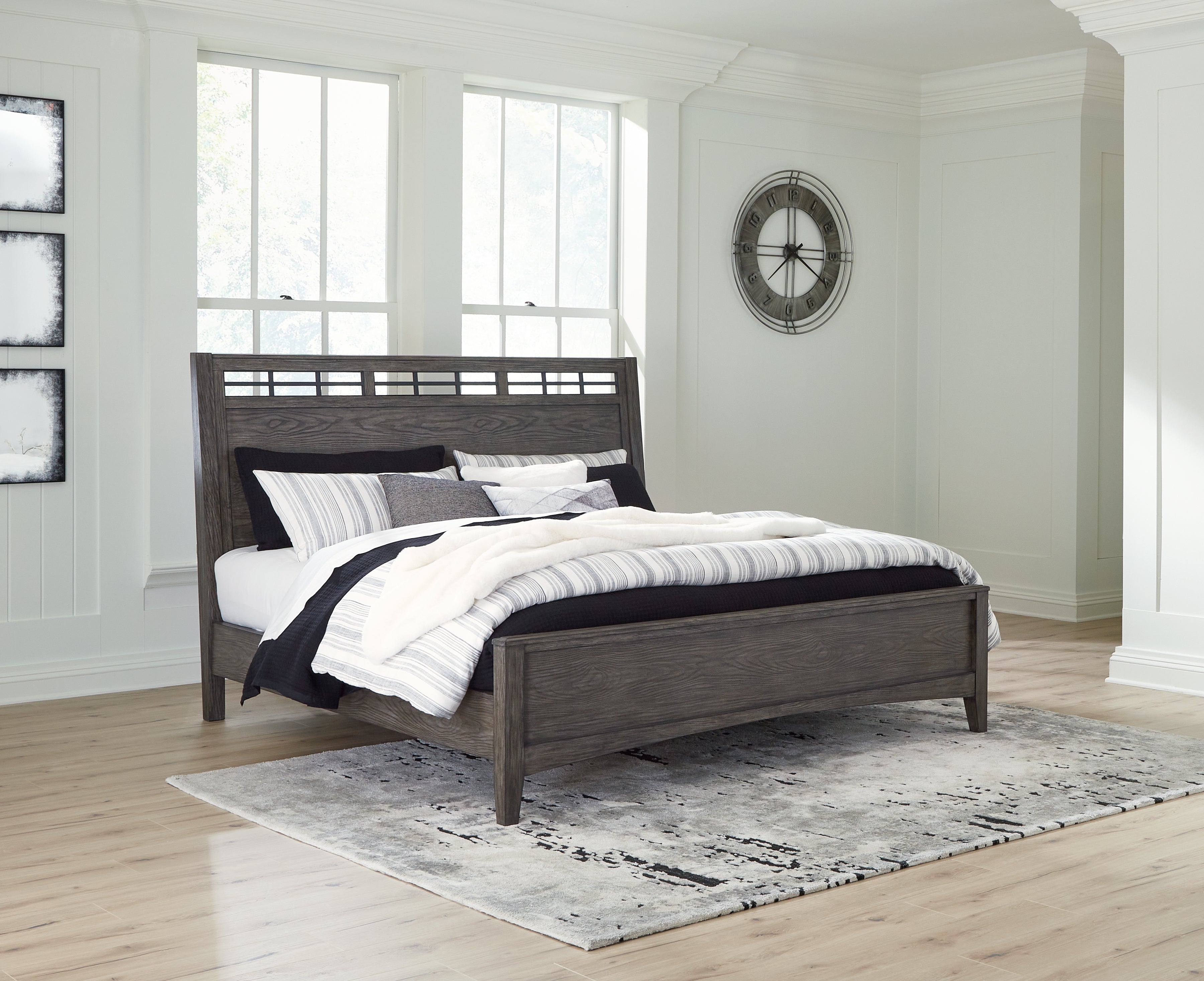 Floridian Furniture - Ashley Furniture - Montillan Bedroom - King Panel Bed / Grayish Brown - B651B4