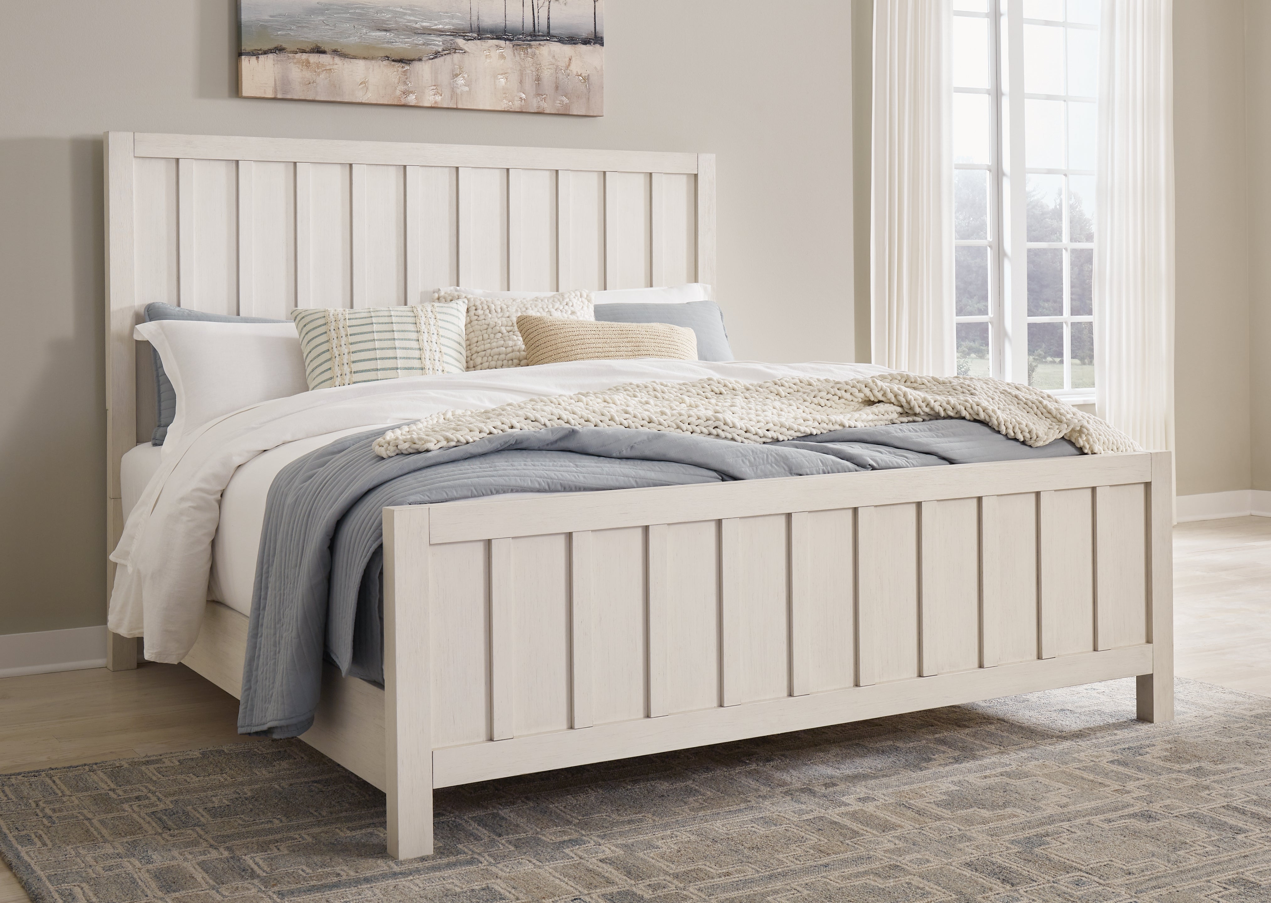Floridian Furniture - Ashley Furniture - Shaybrock Bedroom - Queen Panel Bed / Antique White - B683B2