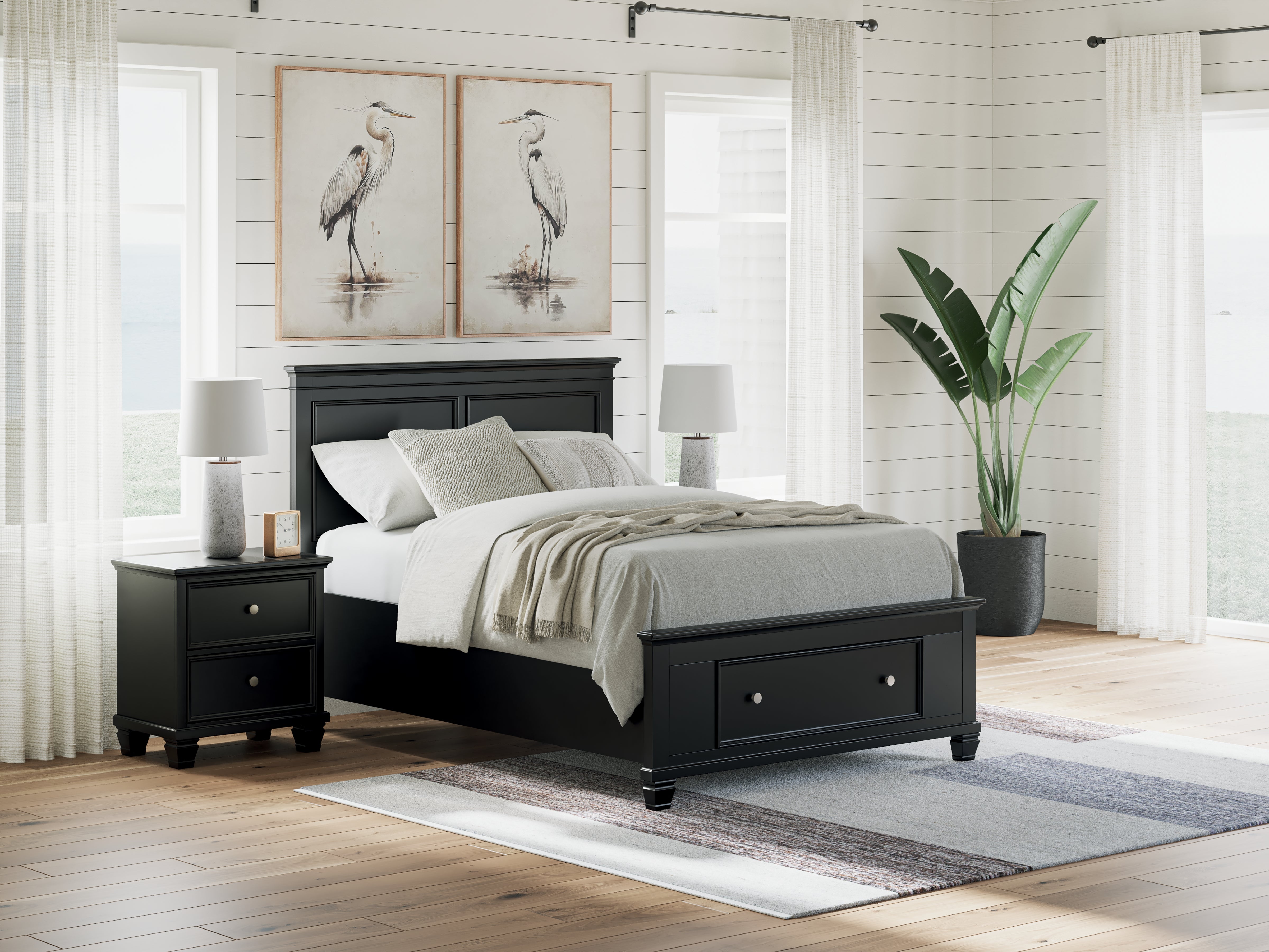 Floridian Furniture - Ashley Furniture - Lanolee Bedroom - Full Panel Storage Bed / Black - B687B22