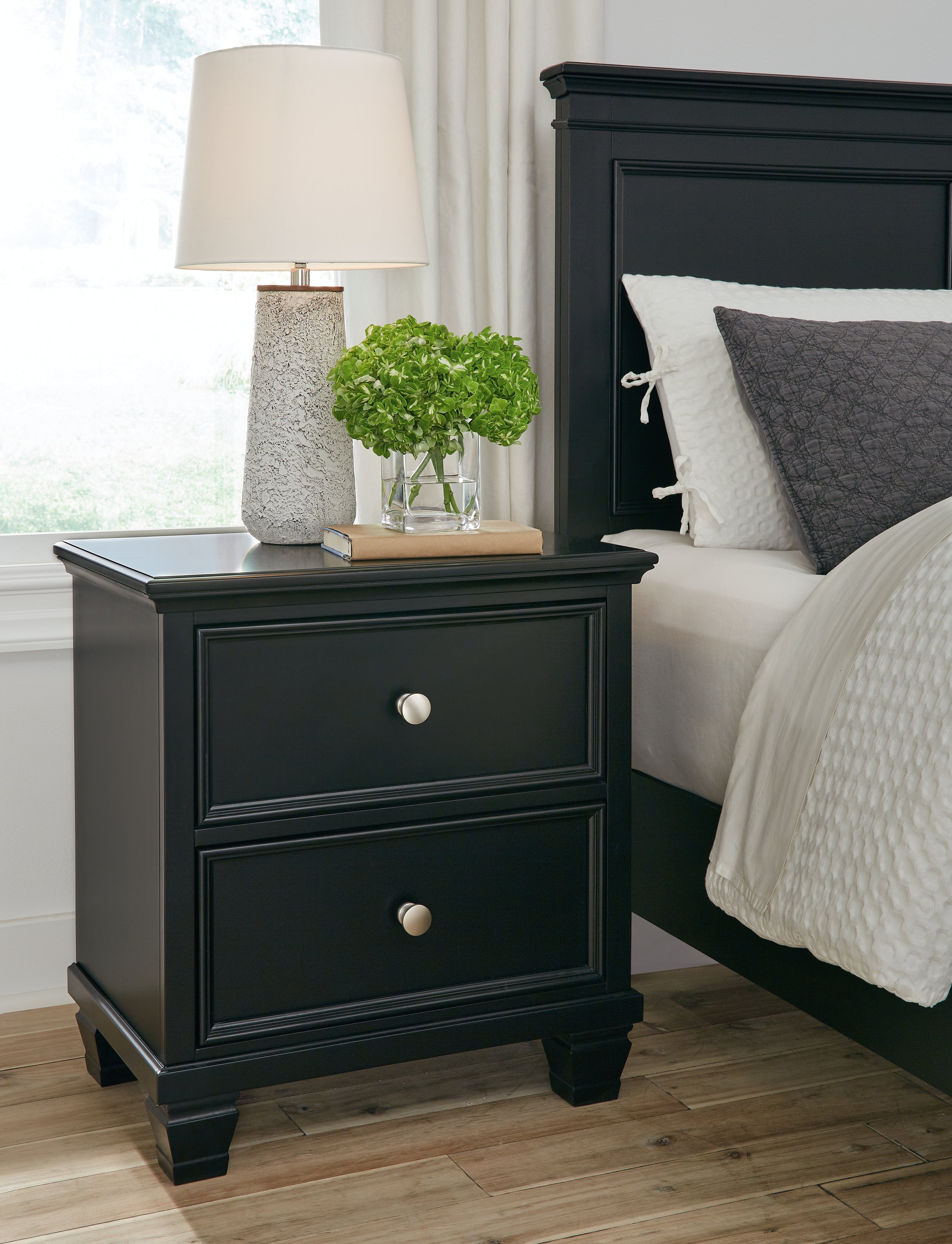 Floridian Furniture - Ashley Furniture - Lanolee Bedroom - Two Drawer Night Stand / Black - B687-92