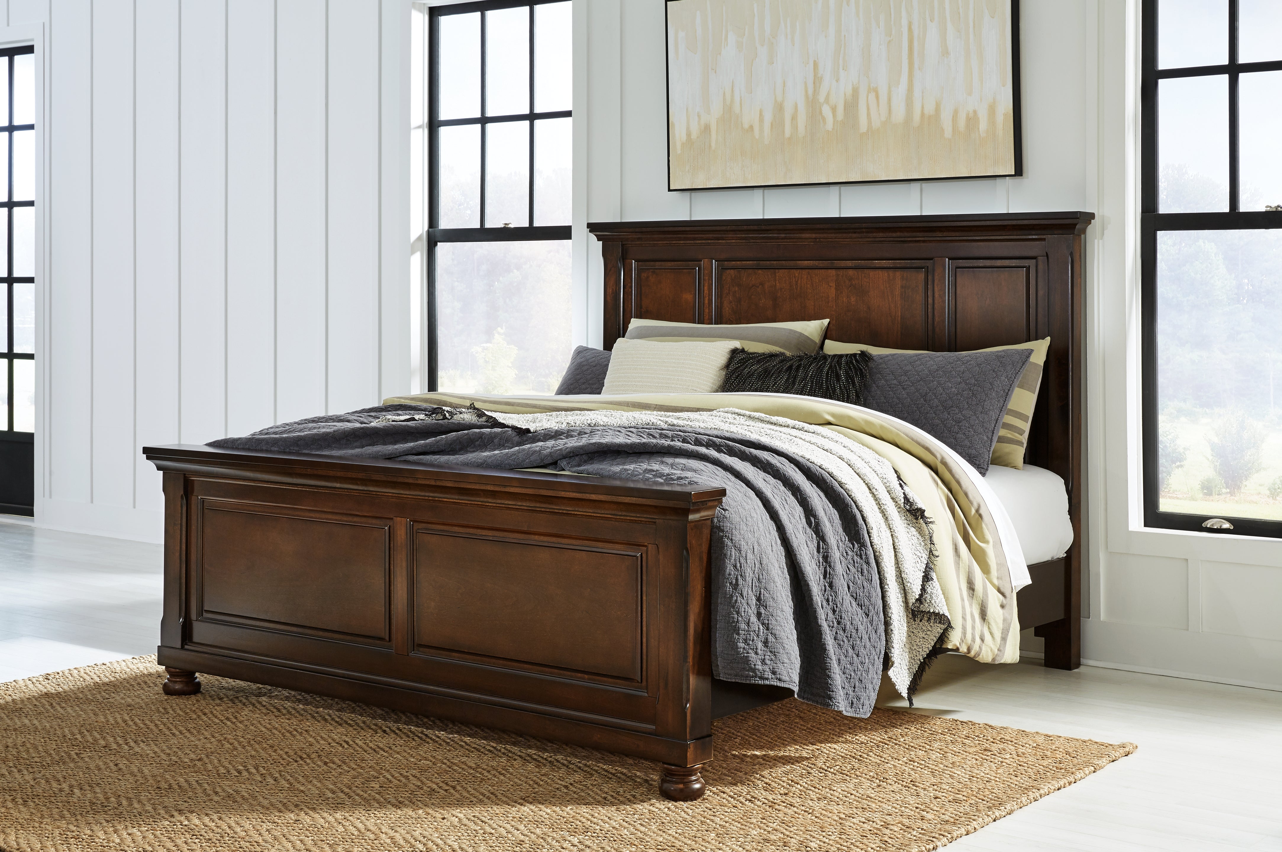 Floridian Furniture - Ashley Furniture - Porter Bedroom - King Panel Bed / Rustic Brown - B697B11
