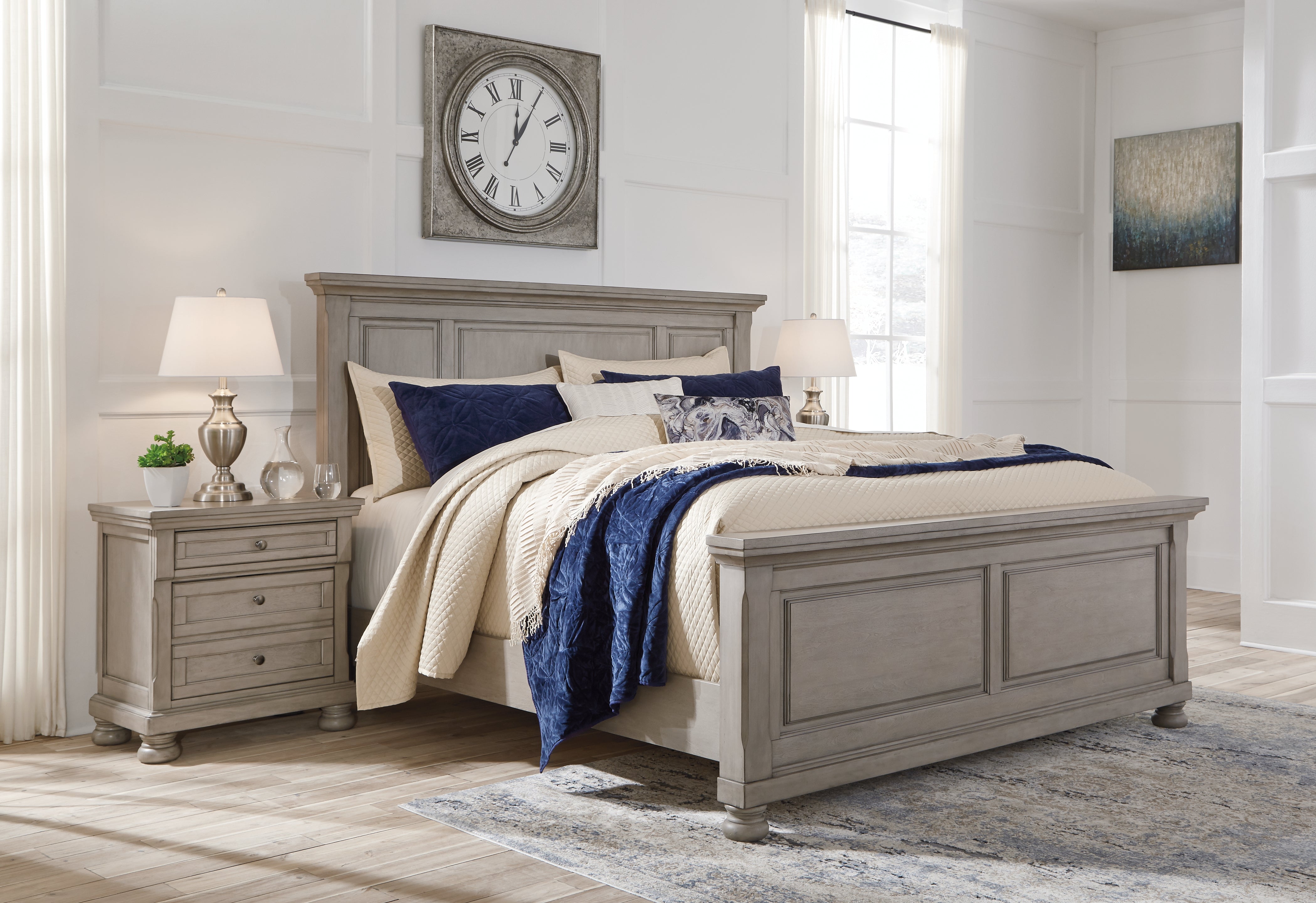Floridian Furniture - Ashley Furniture - Lettner Bedroom - California King Panel Bed / Light Gray - B733B7
