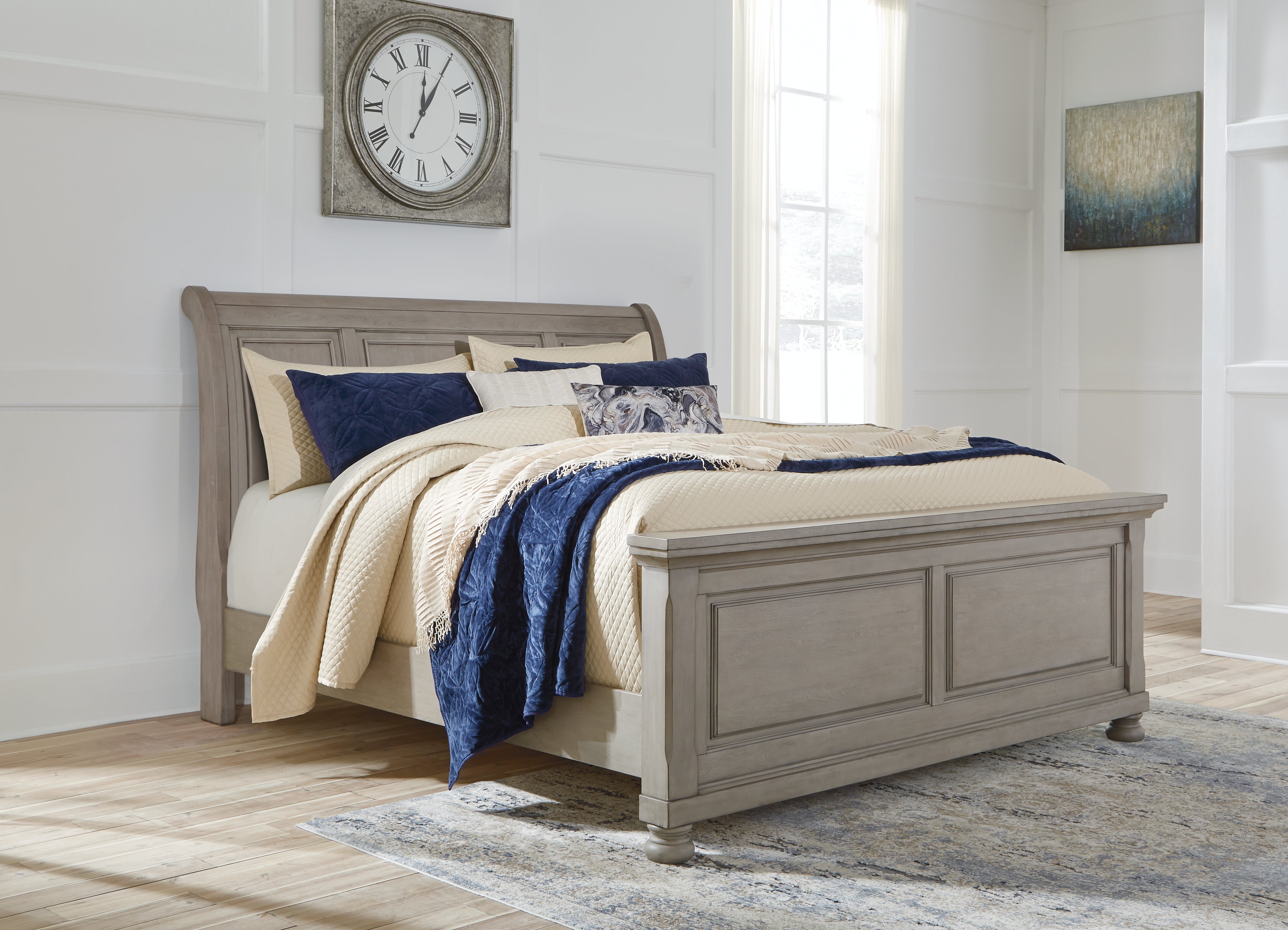 Floridian Furniture - Ashley Furniture - Lettner Bedroom - King Sleigh Bed / Light Gray - B733B34