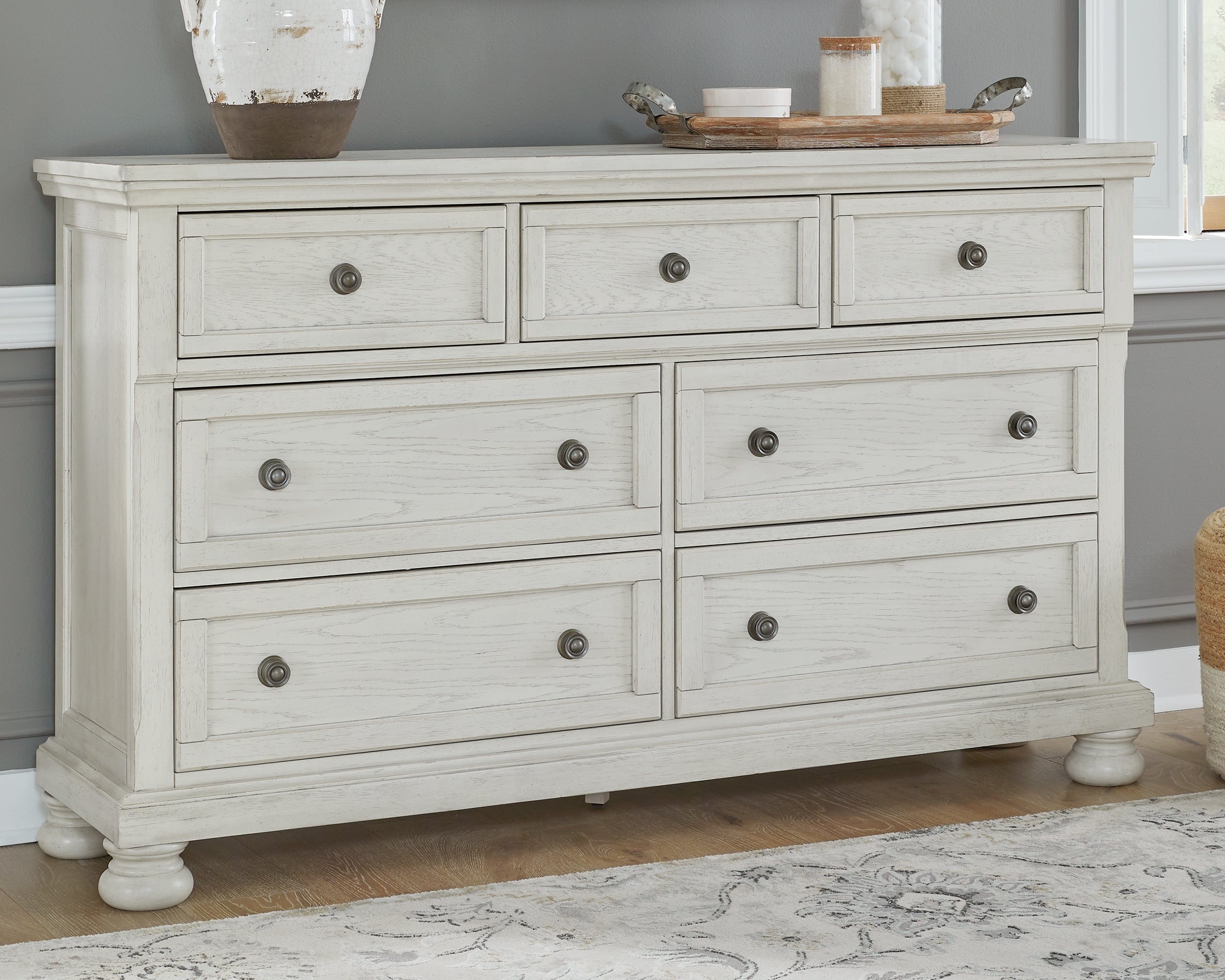 Floridian Furniture - Ashley Furniture - Robbinsdale Bedroom - Dresser / Antique White - B742-31