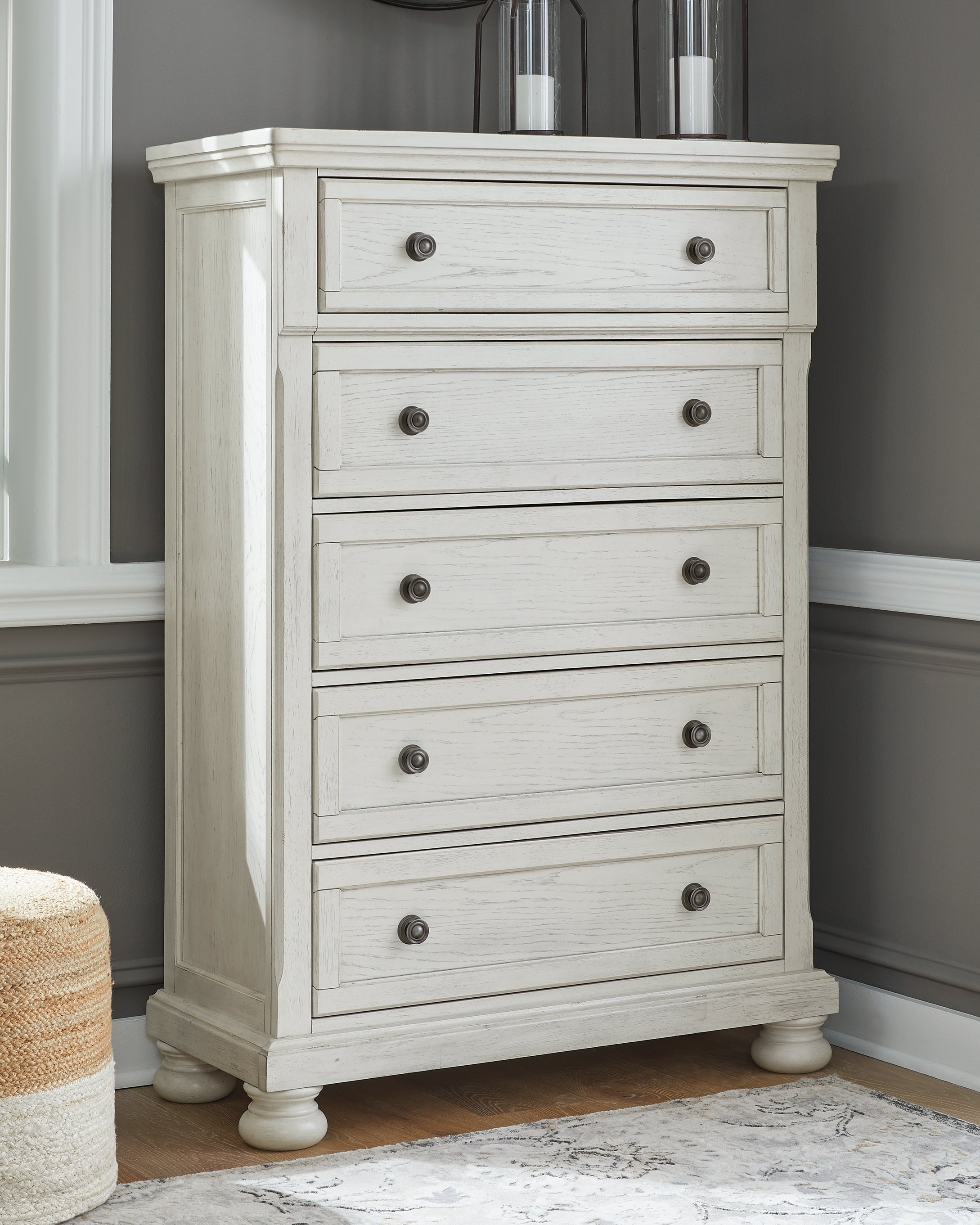 Floridian Furniture - Ashley Furniture - Robbinsdale Bedroom - Five Drawer Chest / Antique White - B742-46