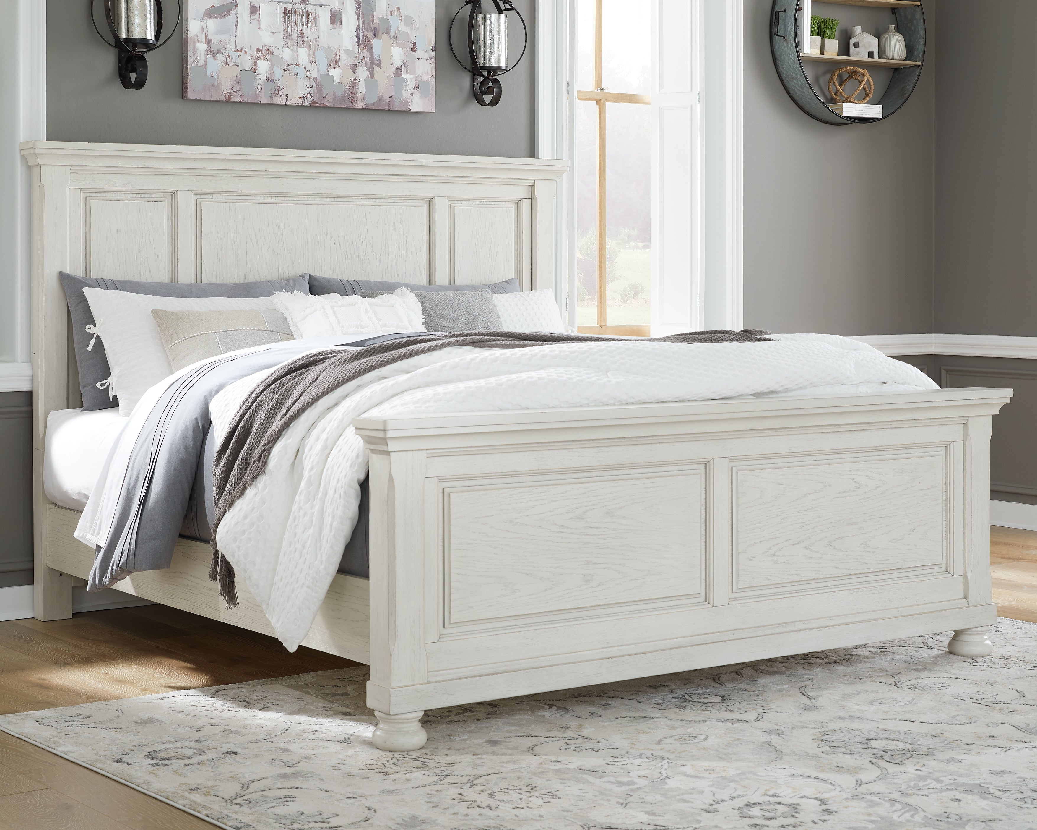 Floridian Furniture - Ashley Furniture - Robbinsdale Bedroom - California King Panel Bed / Antique White - B742B7