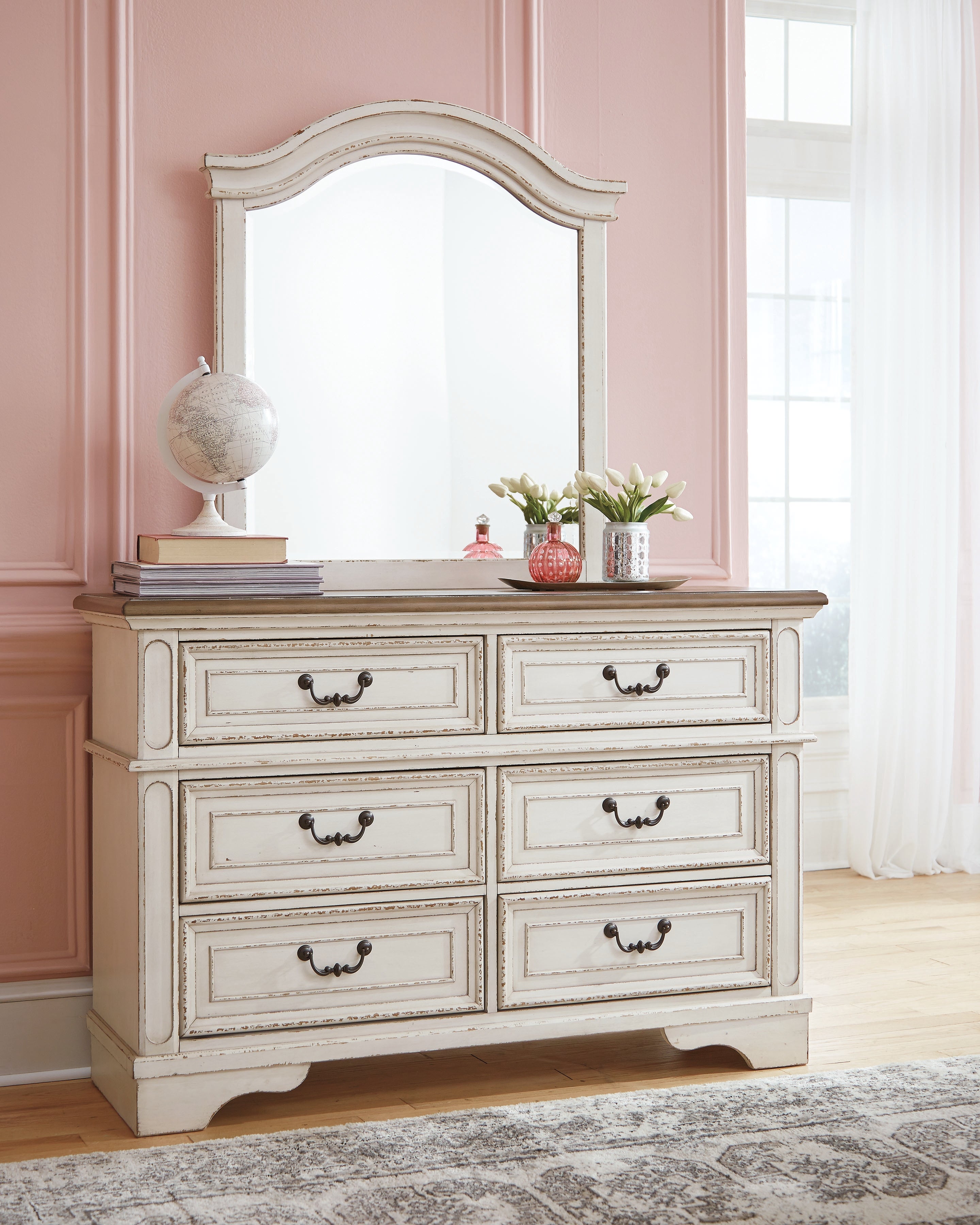 Floridian Furniture - Ashley Furniture - Realyn Bedroom - Dresser and Mirror / Chipped White - B743B12