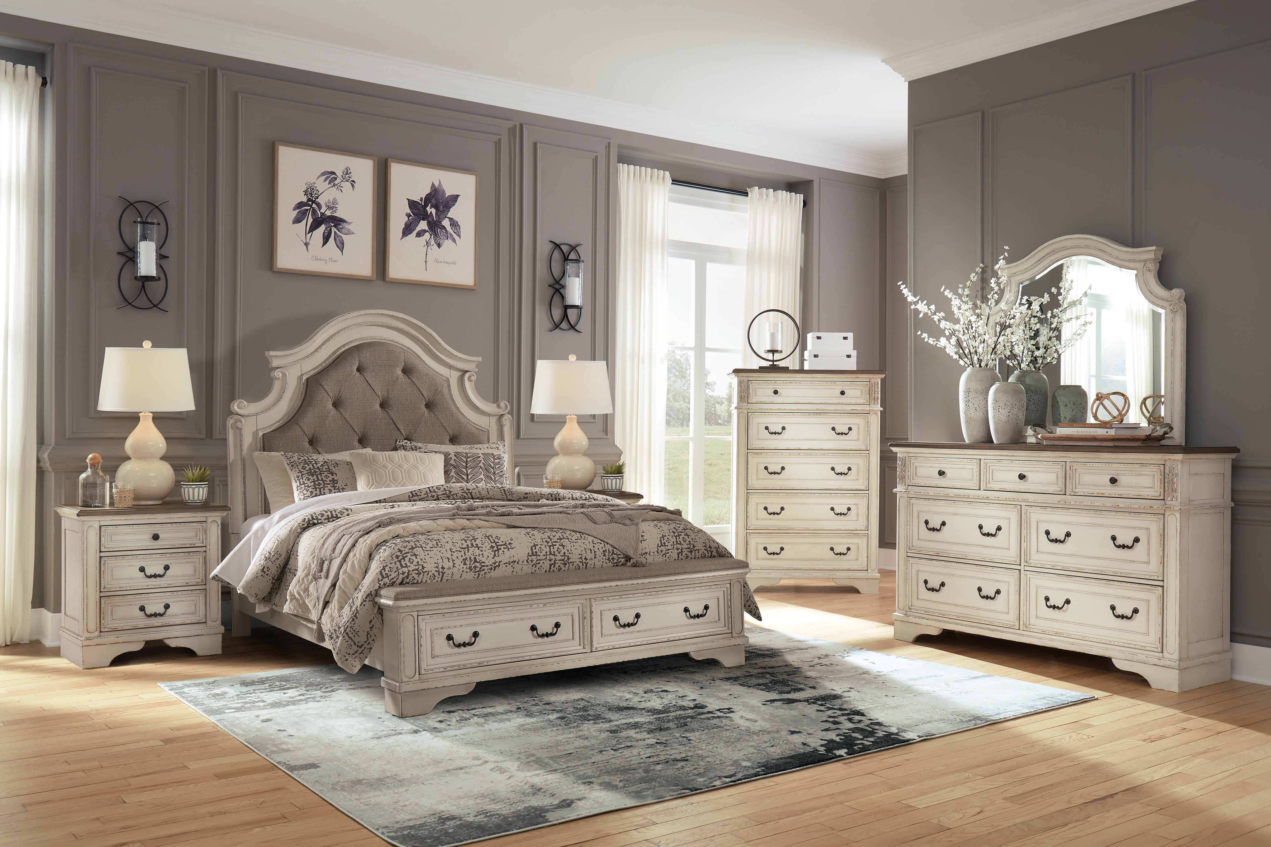 Floridian Furniture - Ashley Furniture - Realyn Bedroom - Queen Upholstered Storage Bed / Two-tone - B743B18