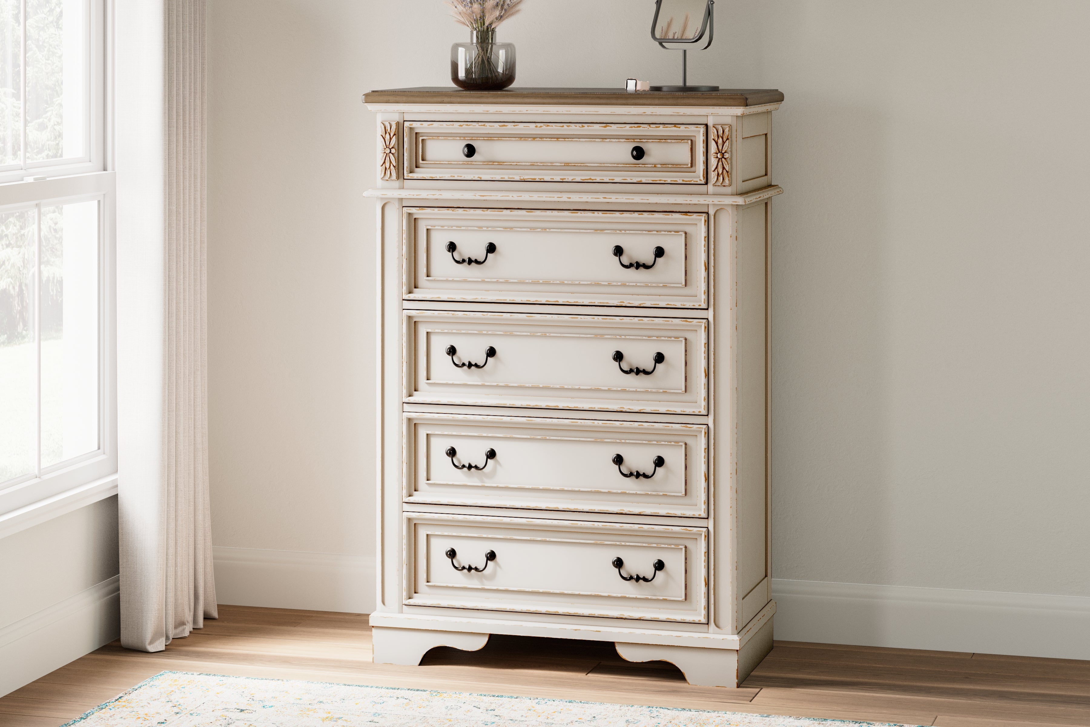 Floridian Furniture - Ashley Furniture - Realyn Bedroom - Five Drawer Chest / Two-tone - B743-46