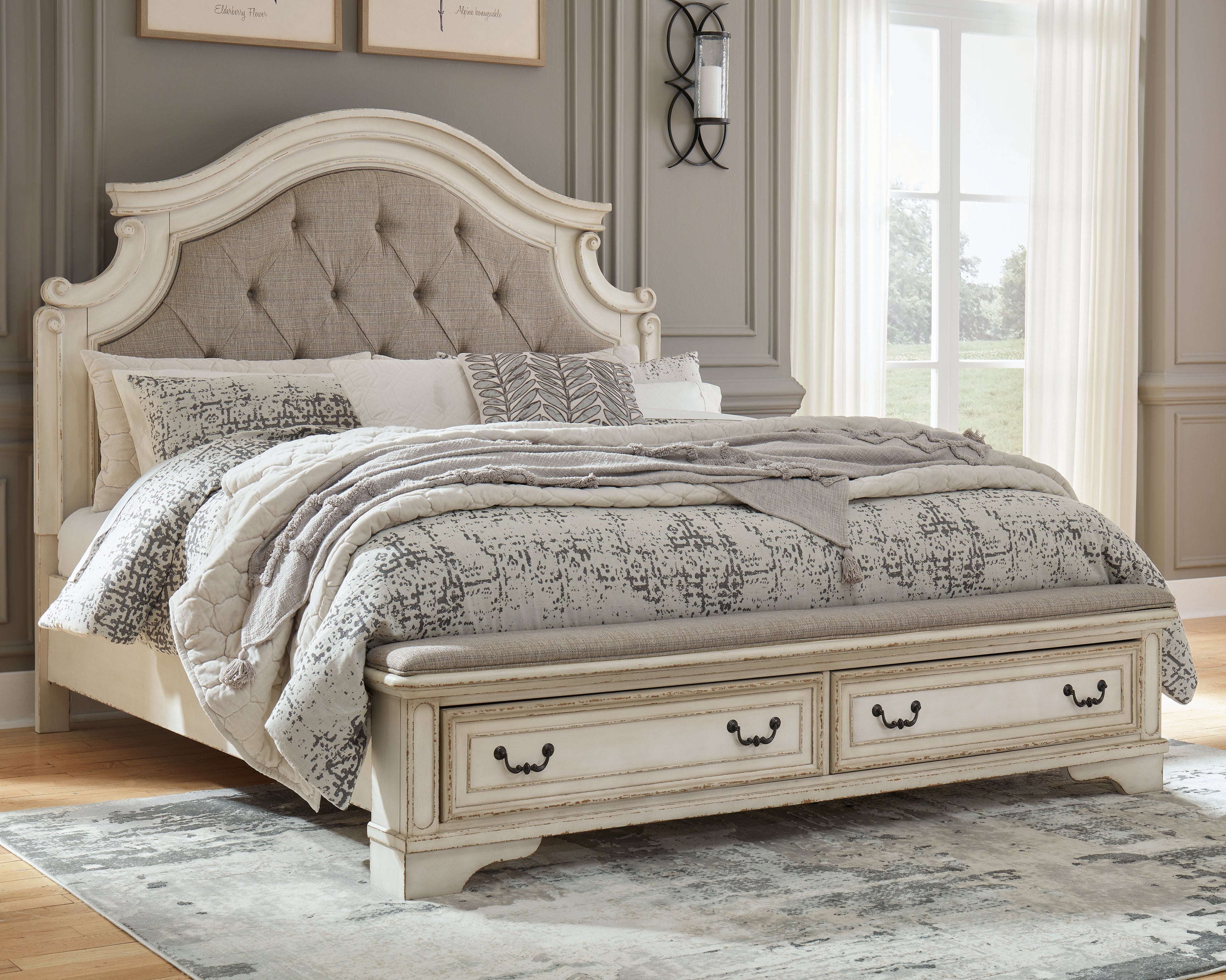 Floridian Furniture - Ashley Furniture - Realyn Bedroom - California King Upholstered Storage Bed / Two-tone - B743B21
