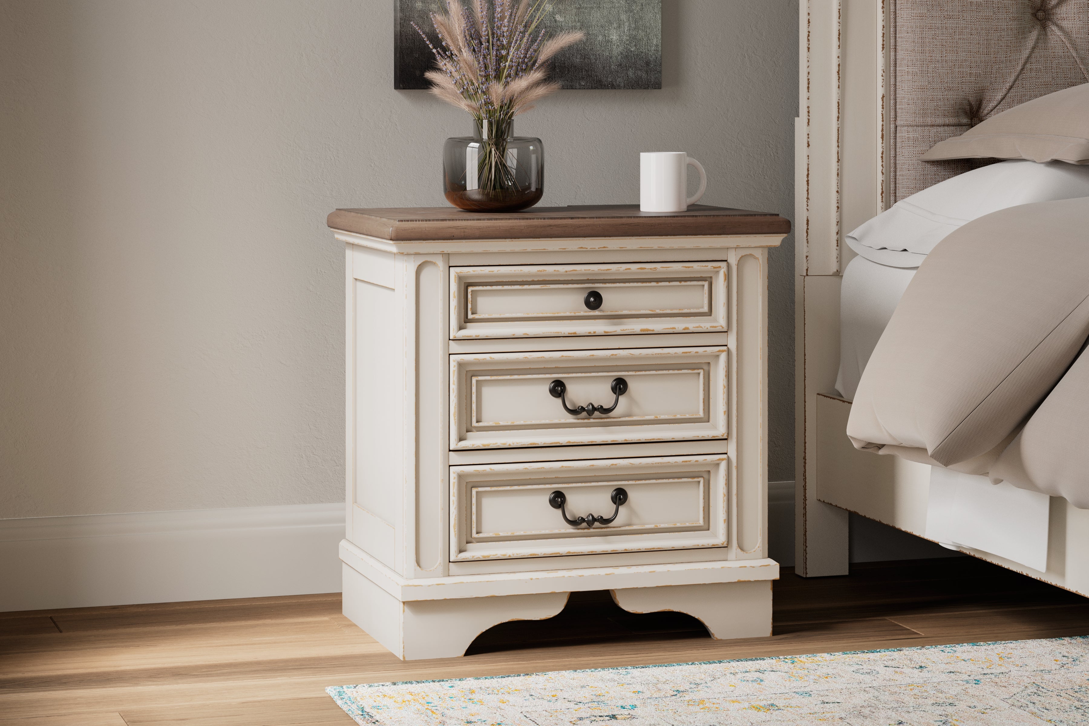 Floridian Furniture - Ashley Furniture - Realyn Bedroom - Three Drawer Night Stand / Two-tone - B743-93