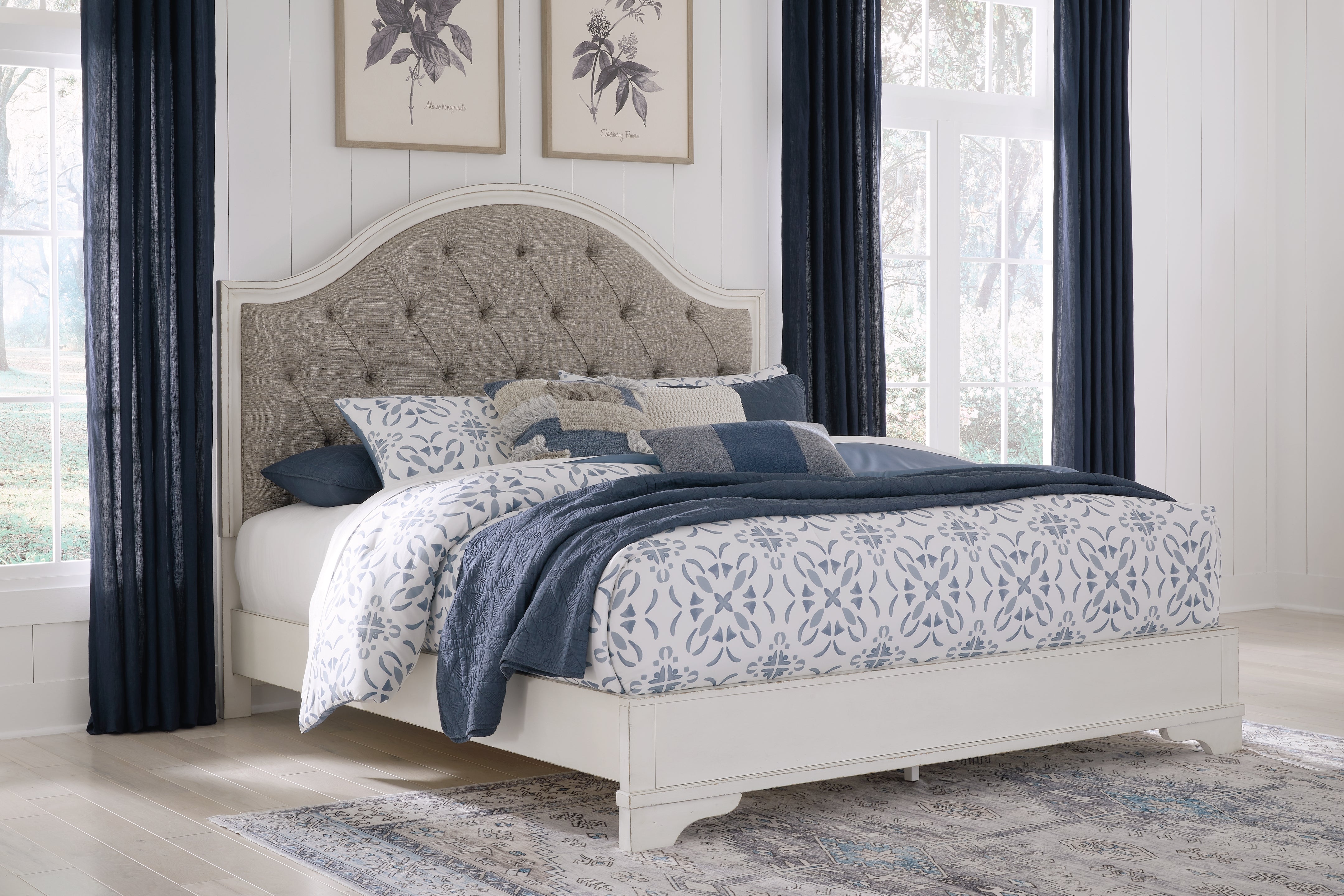 Floridian Furniture - Ashley Furniture - Blendon Bedroom - King Upholstered Panel Bed / Rustic Brown - B747B3