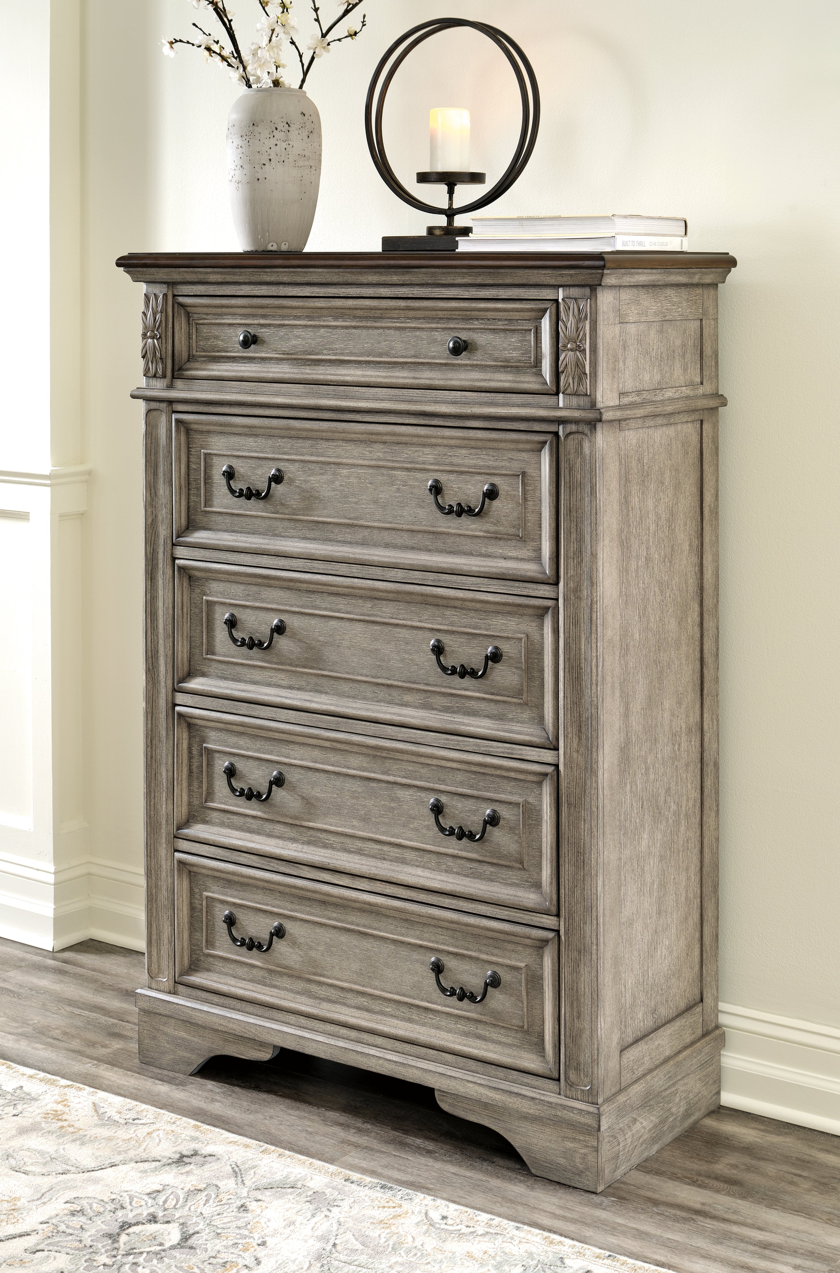 Floridian Furniture - Ashley Furniture - Lodenbay Bedroom - Five Drawer Chest / Antique Gray/Brown - B751-46