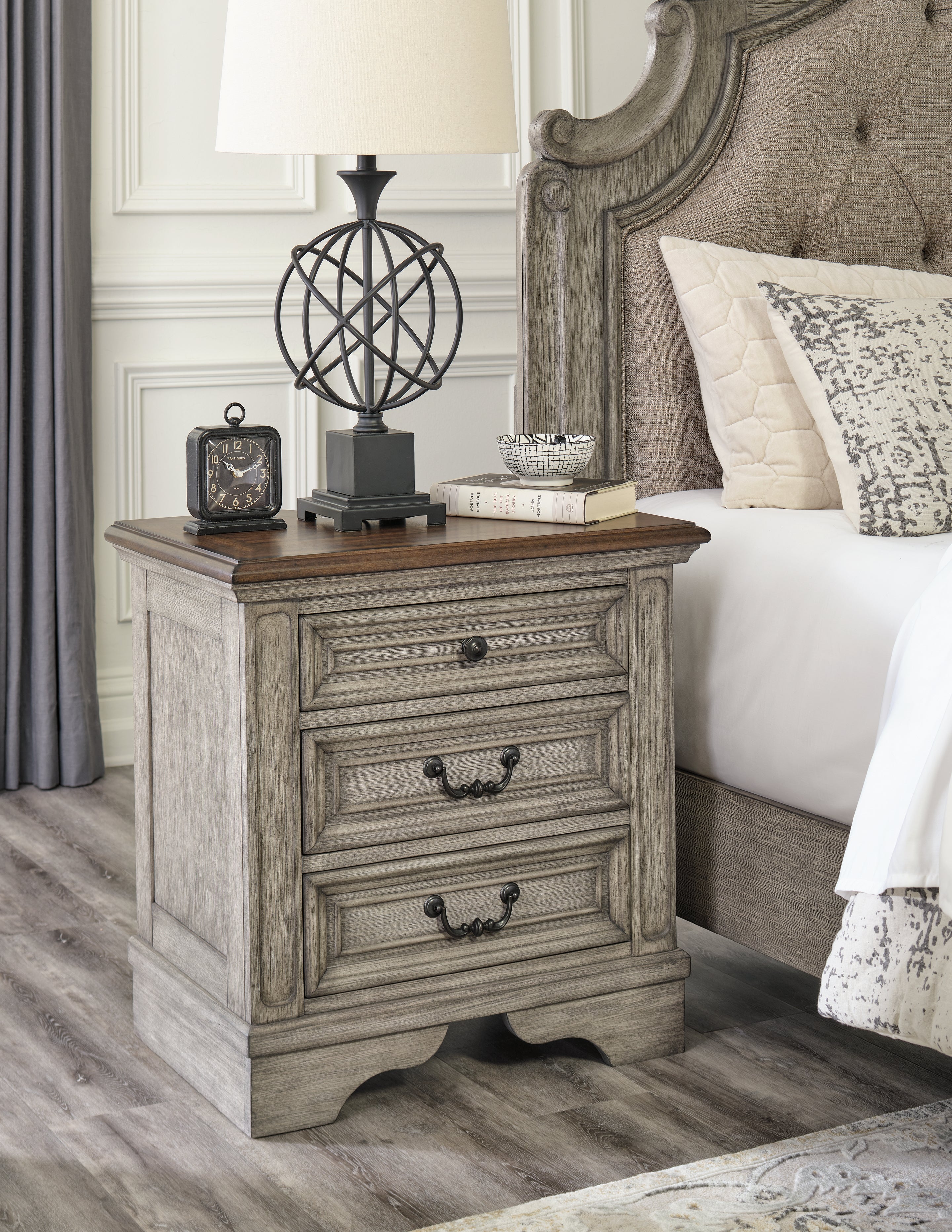 Floridian Furniture - Ashley Furniture - Lodenbay Bedroom - Three Drawer Night Stand / Antique Gray/Brown - B751-93