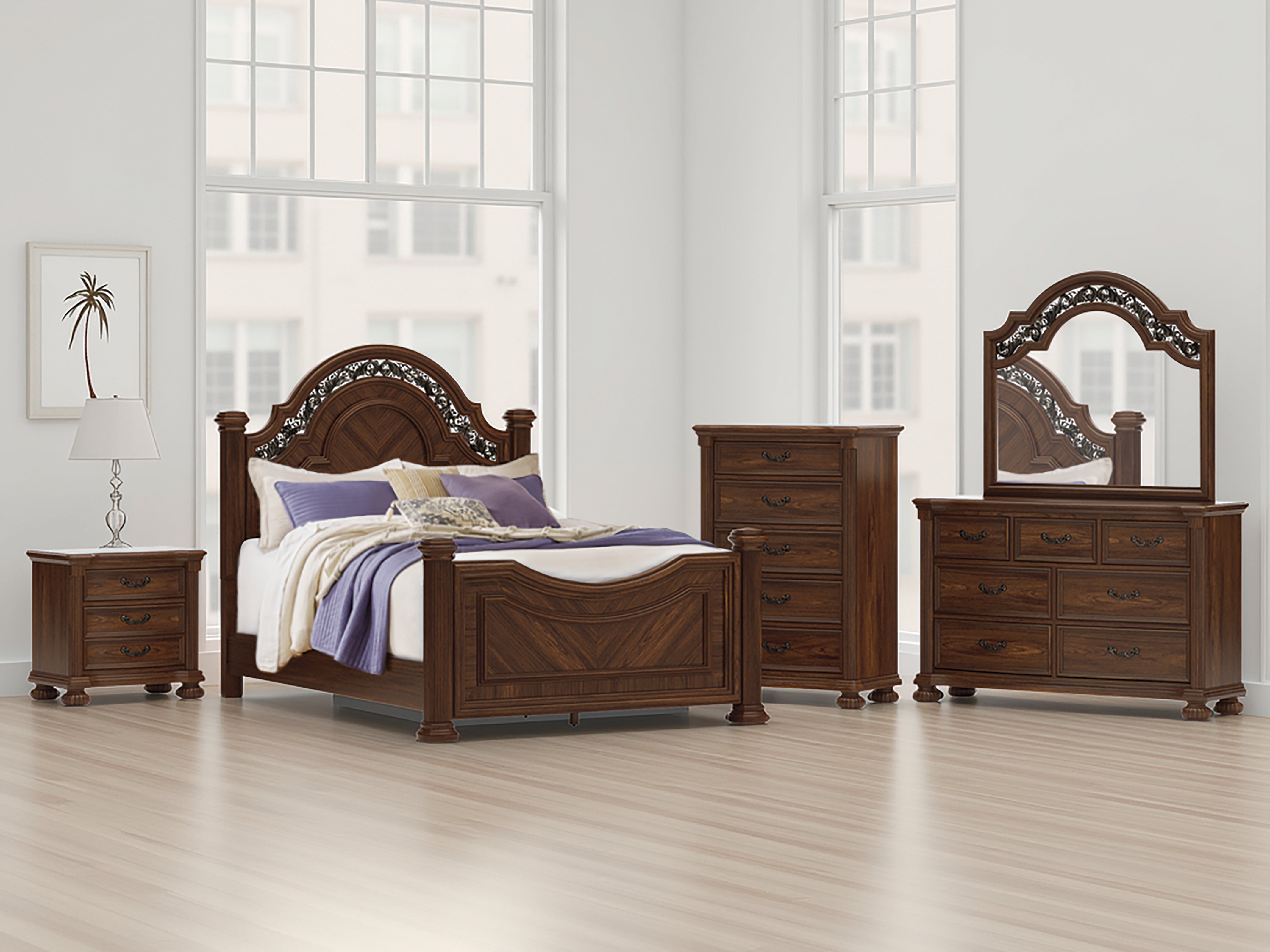 Floridian Furniture - Ashley Furniture - Lavinton Bedroom - Queen Poster Bed / Brown - B764B5