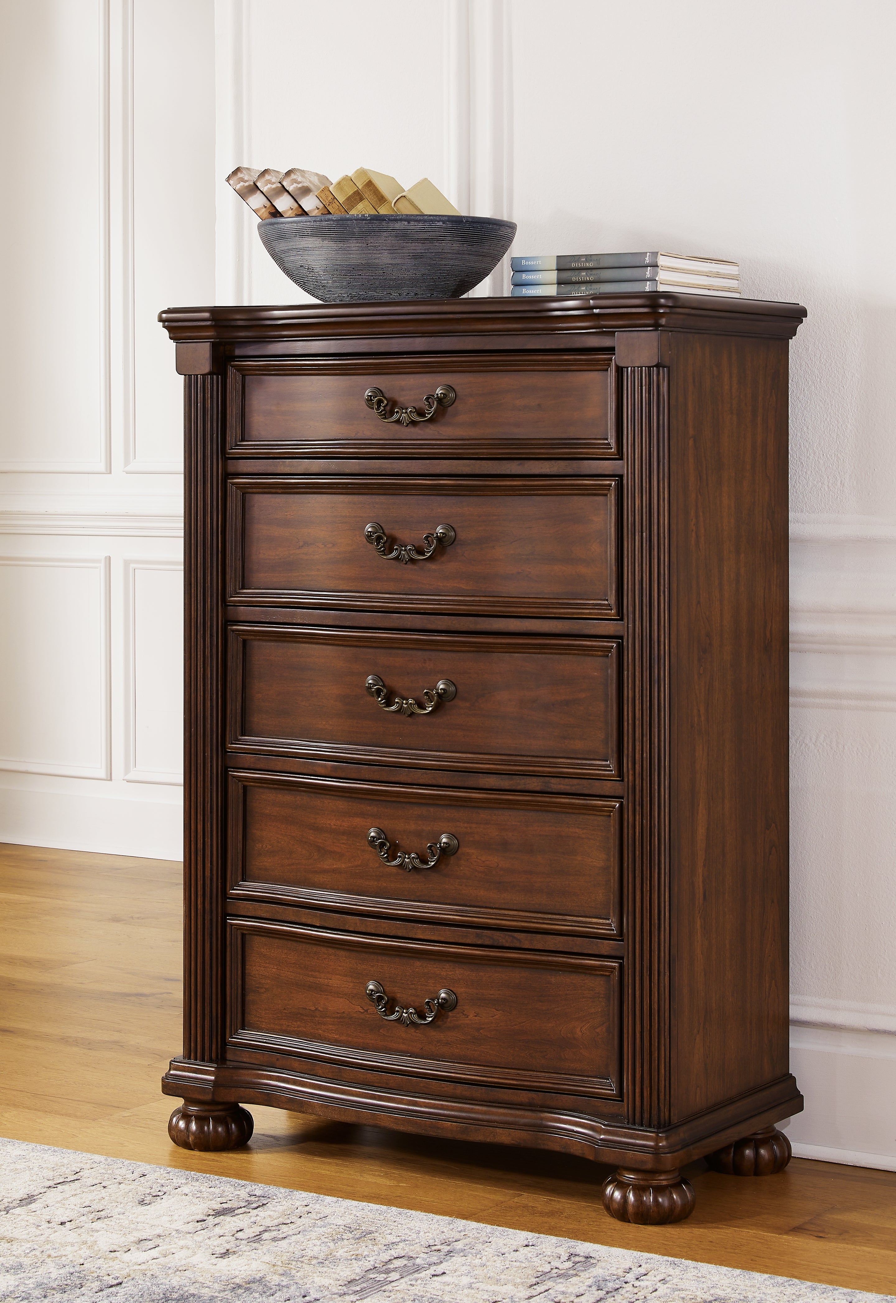 Floridian Furniture - Ashley Furniture - Lavinton Bedroom - Five Drawer Chest / Brown - B764-46