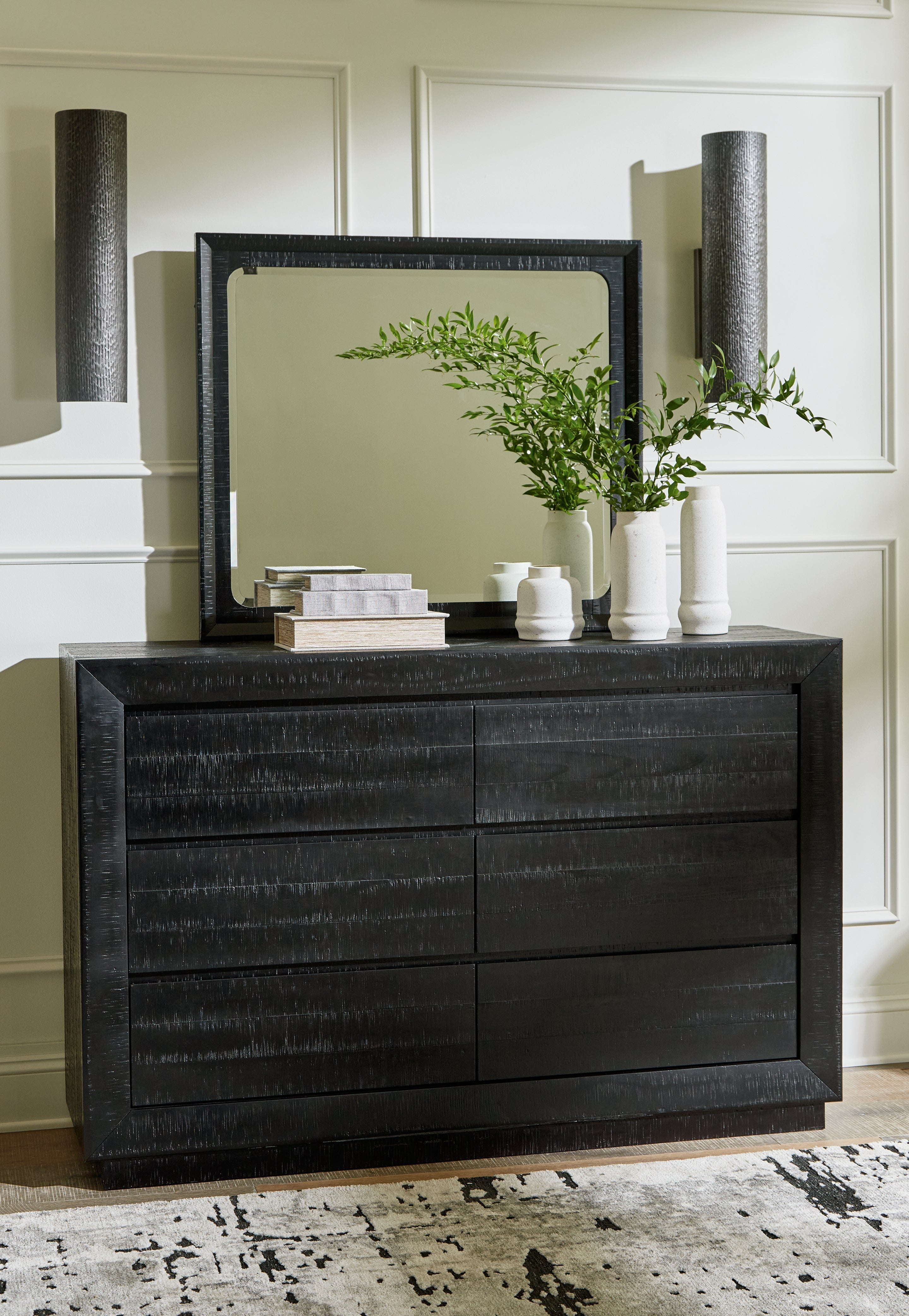 Floridian Furniture - Ashley Furniture - Londer Bedroom - Dresser and Mirror / Black - B768B1