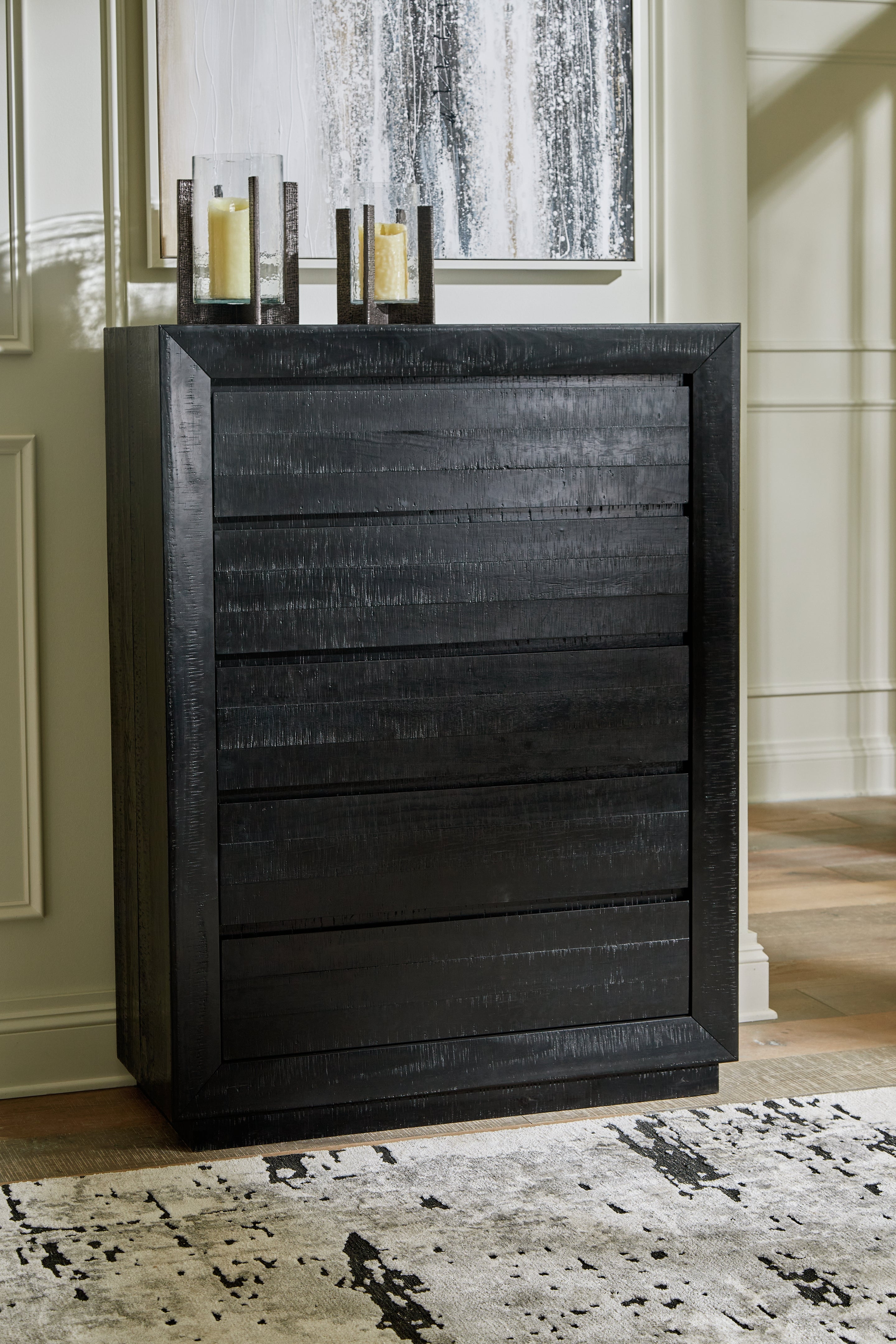 Floridian Furniture - Ashley Furniture - Londer Bedroom - Five Drawer Chest / Black - B768-46