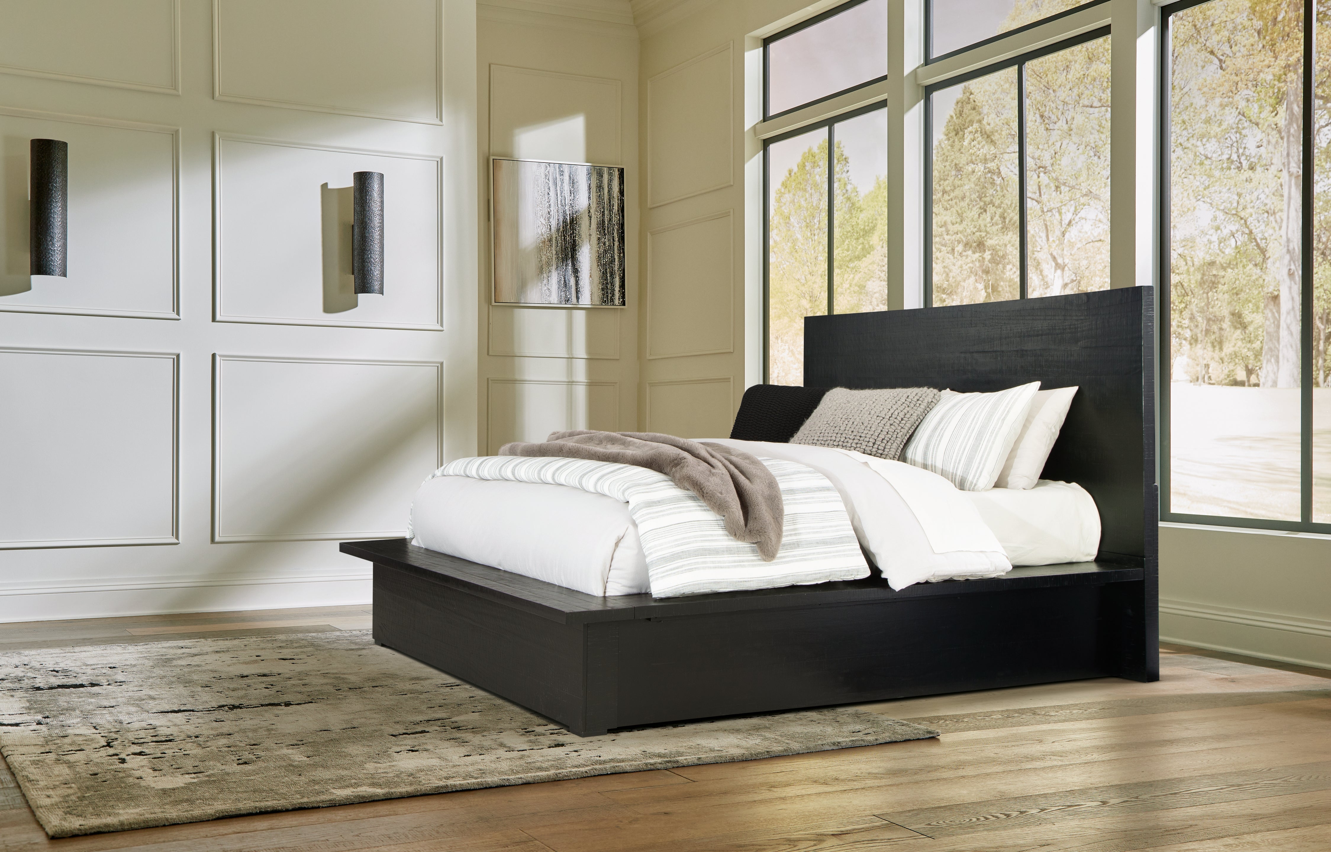 Floridian Furniture - Ashley Furniture - Londer Bedroom - Queen Panel Bed / Black - B768B2