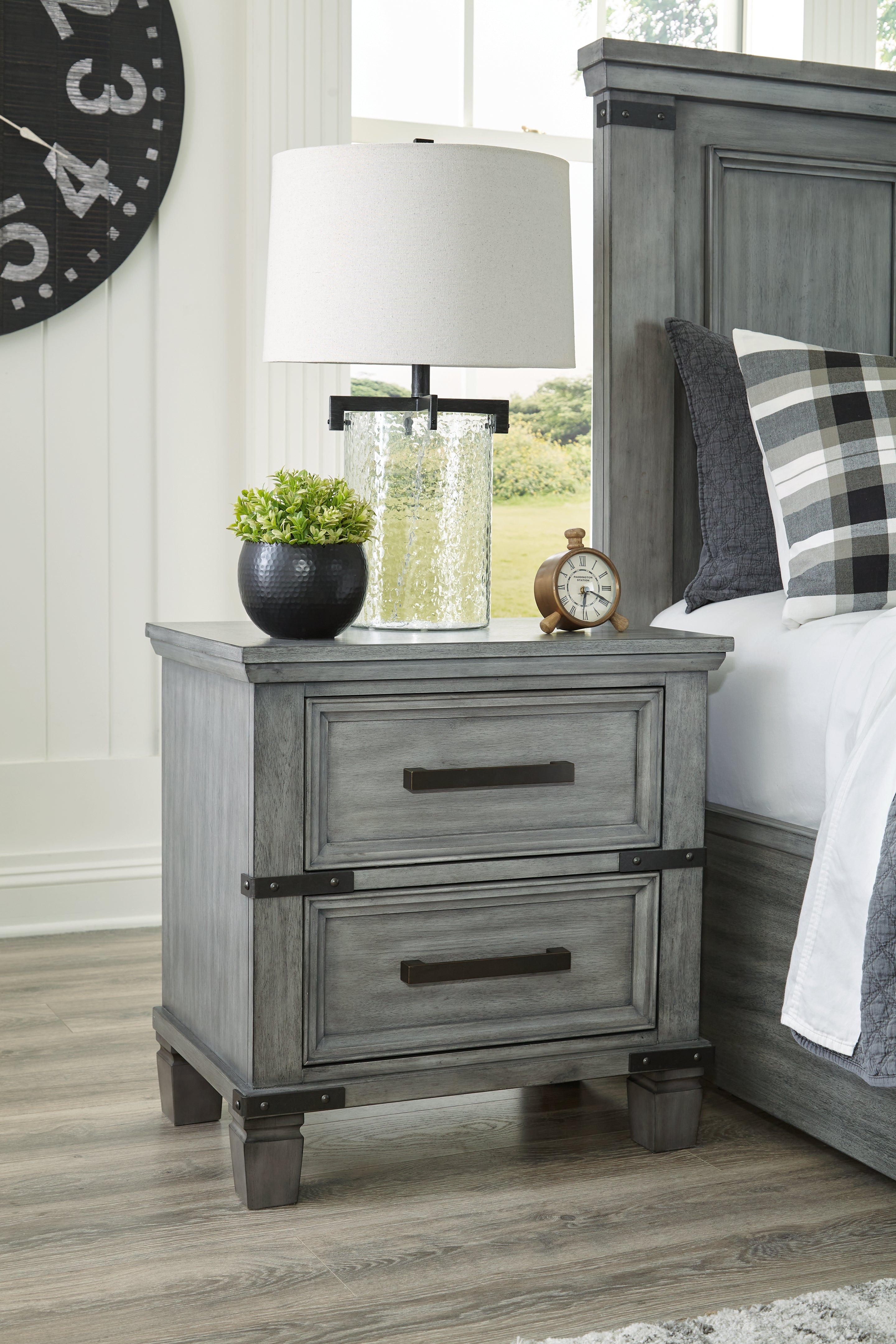 Floridian Furniture - Ashley Furniture - Russelyn Bedroom - Two Drawer Night Stand / Gray - B772-92