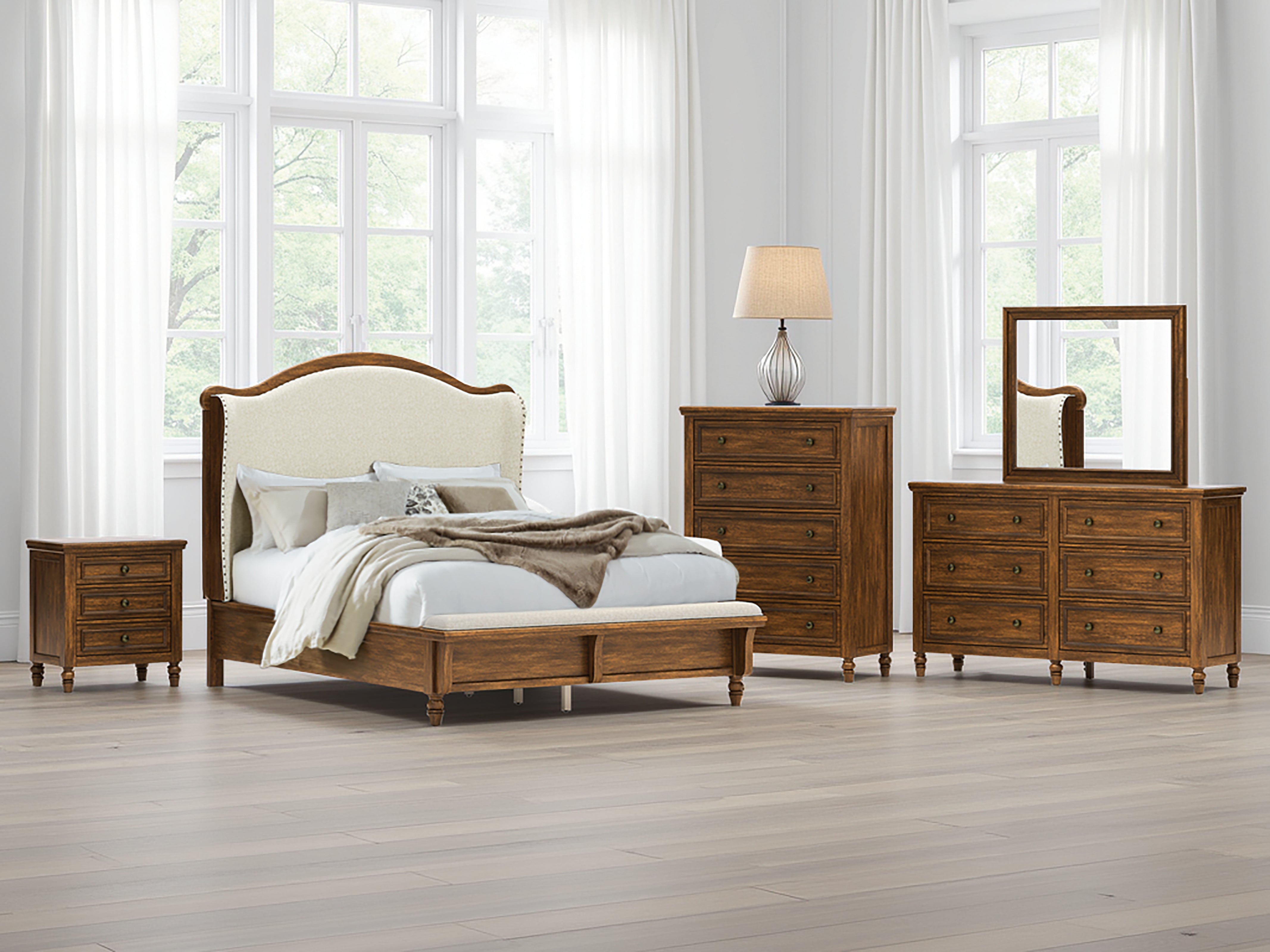 Floridian Furniture - Ashley Furniture - Sturlayne Bedroom - Queen Upholstered Panel Bed / Brown - B787B2